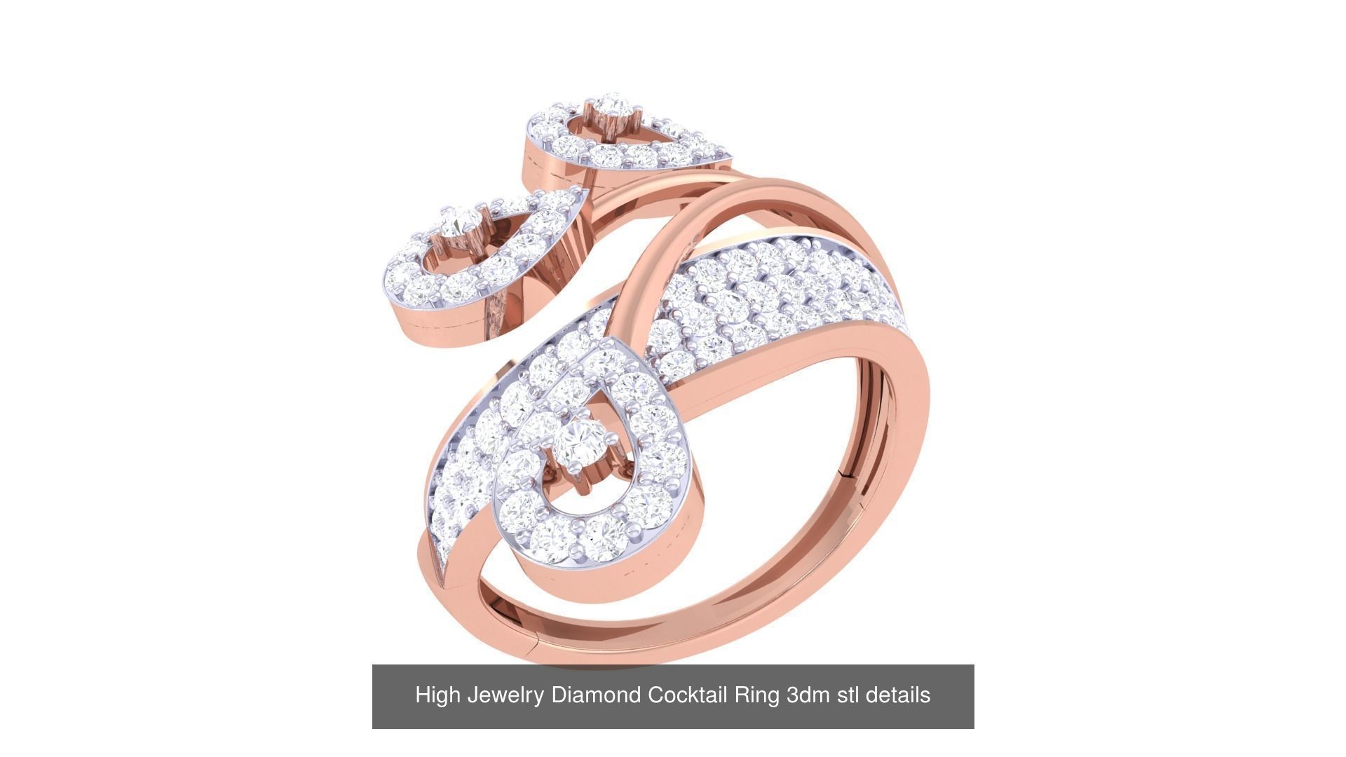 100 High Jewelry Diamond Cocktail Ring 3dm stl details 3D Model Collection_88