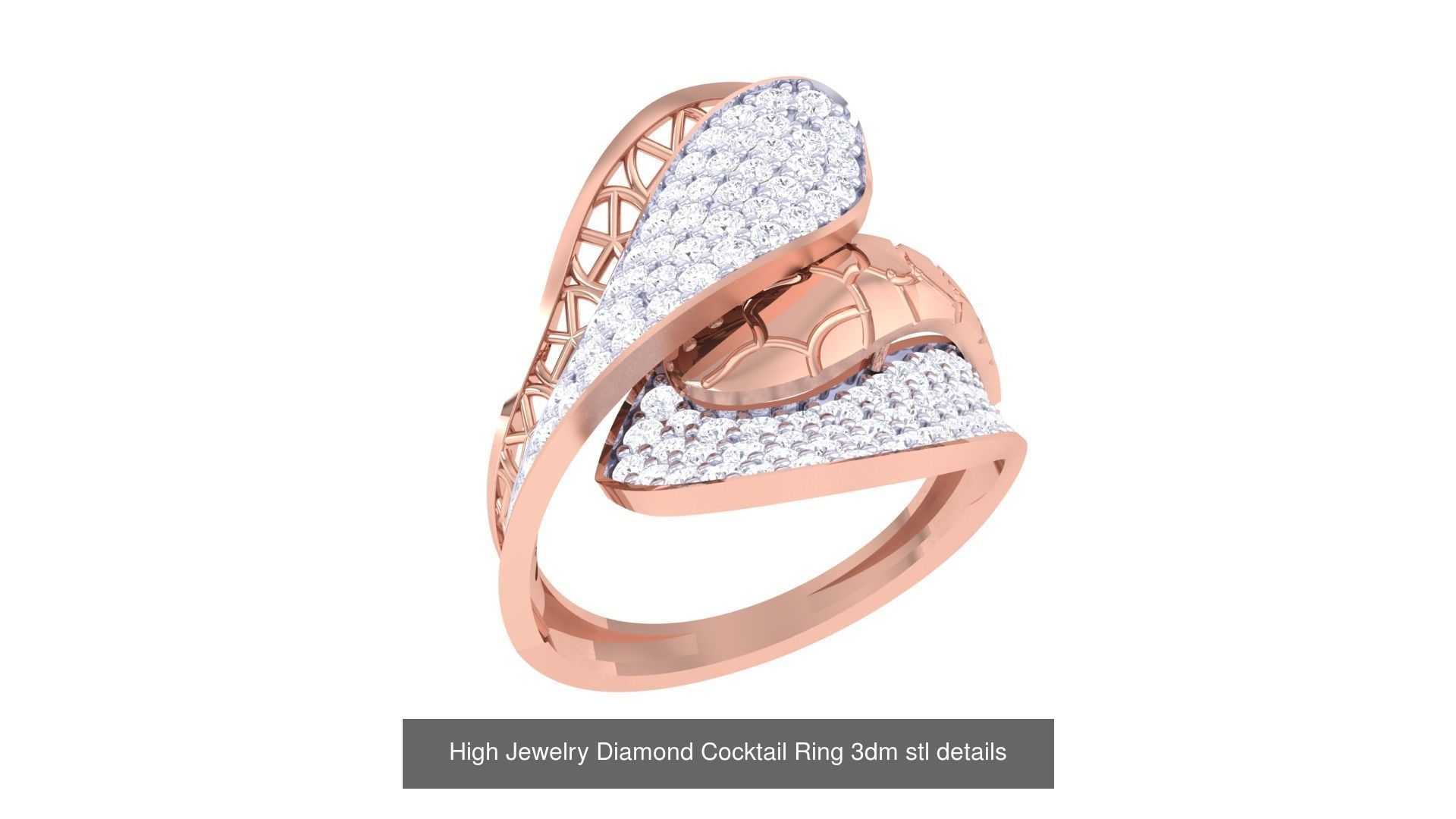 100 High Jewelry Diamond Cocktail Ring 3dm stl details 3D Model Collection_40