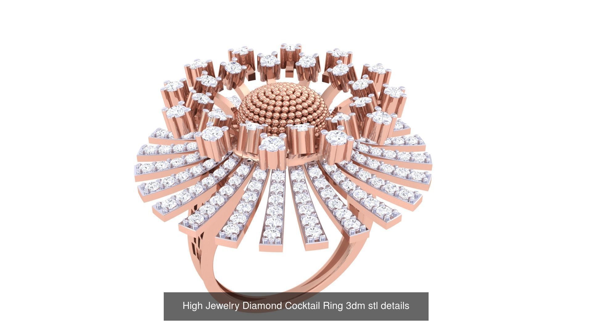 100 High Jewelry Diamond Cocktail Ring 3dm stl details 3D Model Collection_26