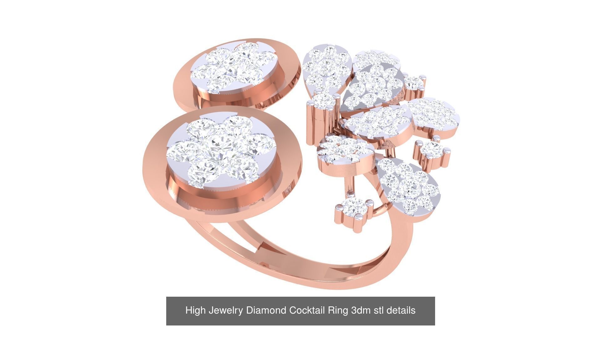100 High Jewelry Diamond Cocktail Ring 3dm stl details 3D Model Collection_75
