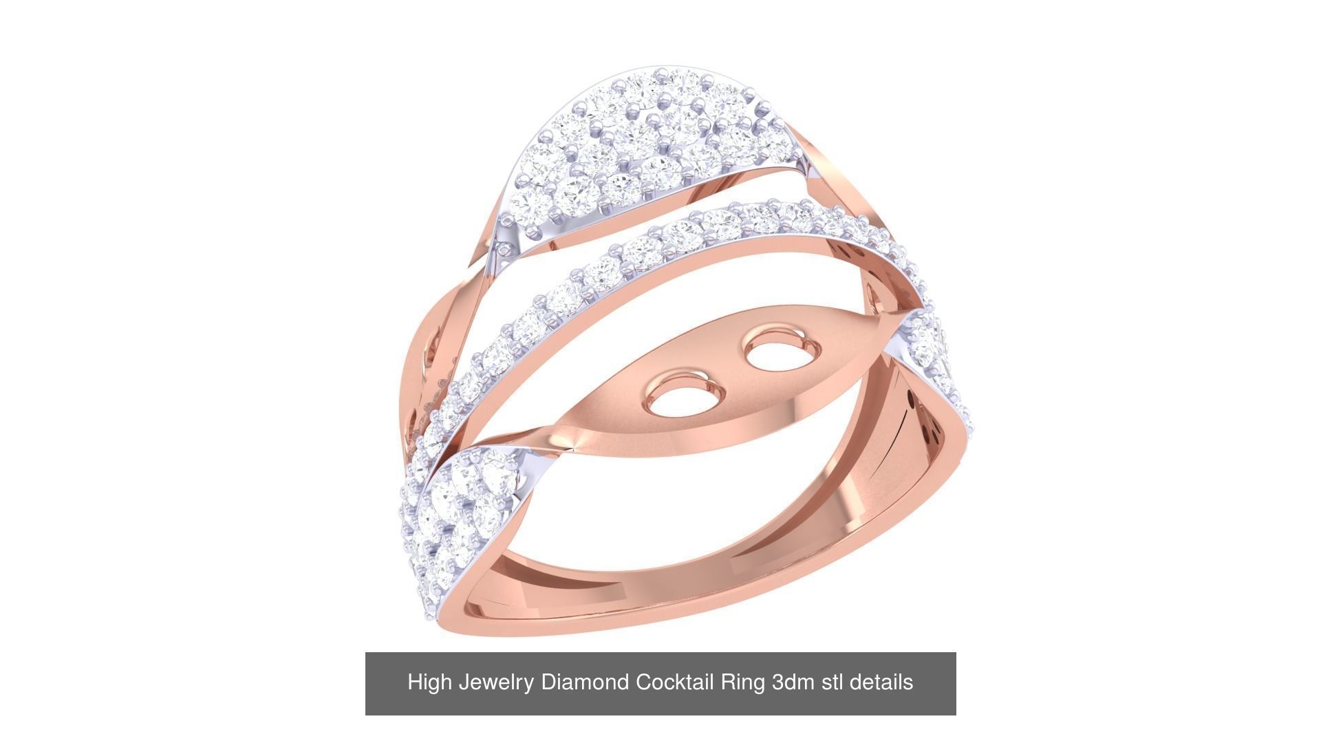 100 High Jewelry Diamond Cocktail Ring 3dm stl details 3D Model Collection_54