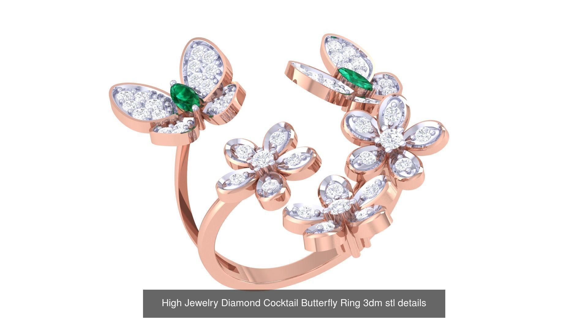 100 High Jewelry Diamond Cocktail Ring 3dm stl details 3D Model Collection_86