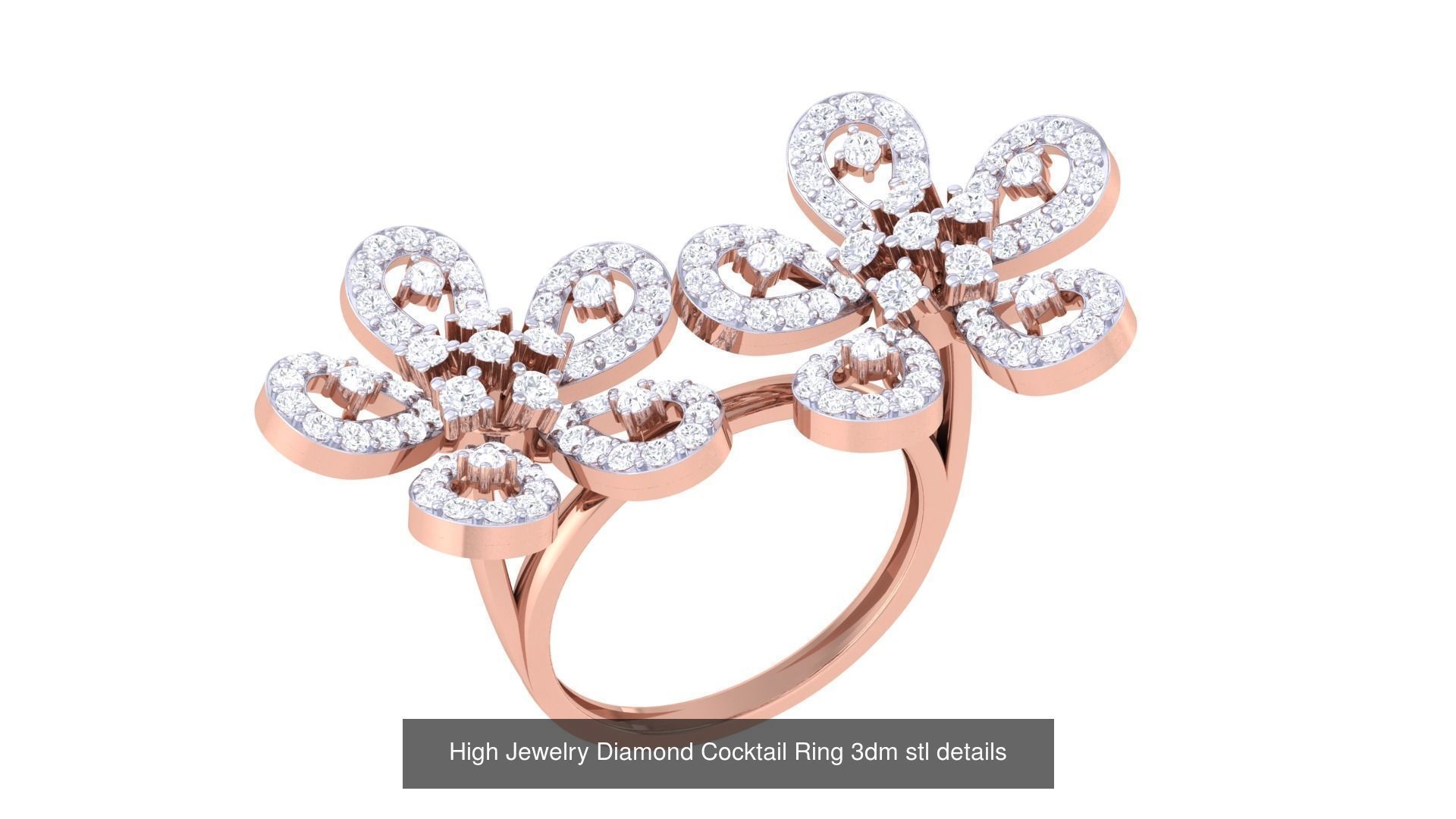 100 High Jewelry Diamond Cocktail Ring 3dm stl details 3D Model Collection_71