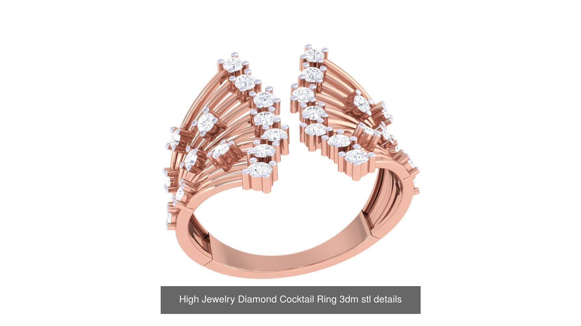 100 High Jewelry Diamond Cocktail Ring 3dm stl details 3D Model Collection_95