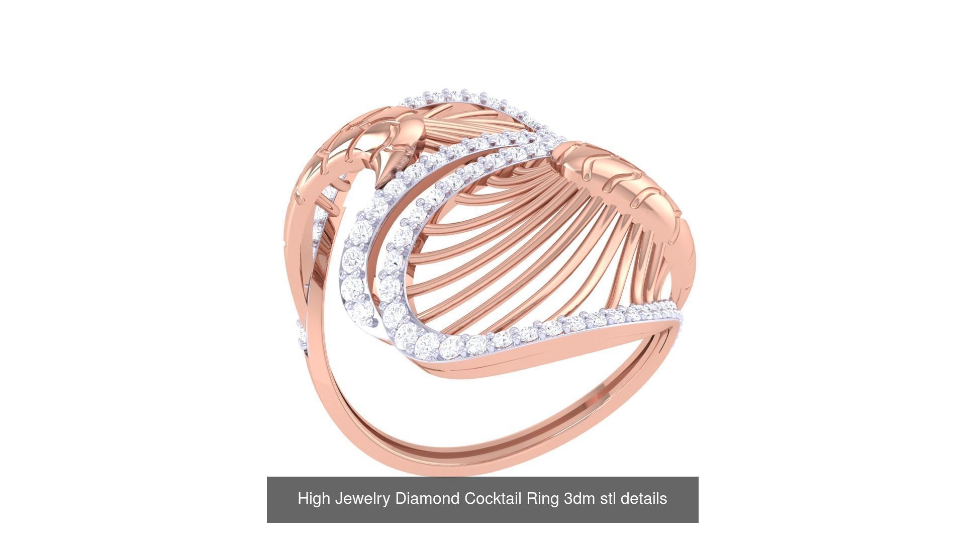 100 High Jewelry Diamond Cocktail Ring 3dm stl details 3D Model Collection_13