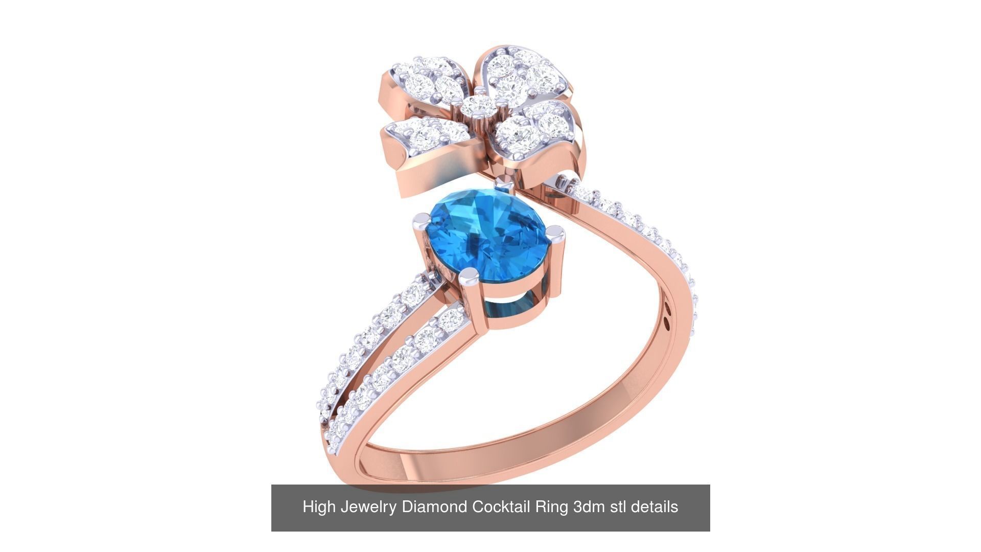 100 High Jewelry Diamond Cocktail Ring 3dm stl details 3D Model Collection_47