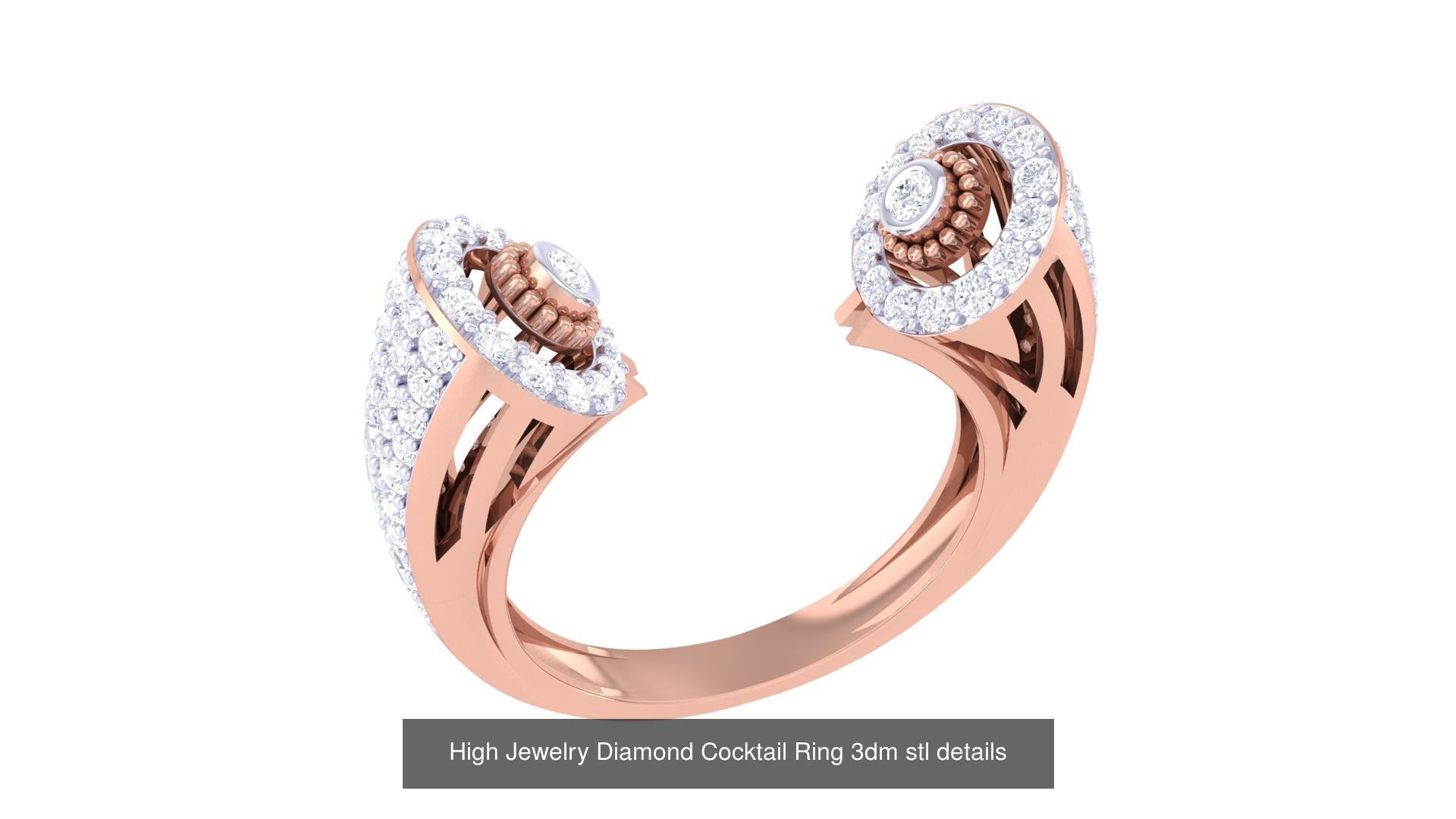 100 High Jewelry Diamond Cocktail Ring 3dm stl details 3D Model Collection_17