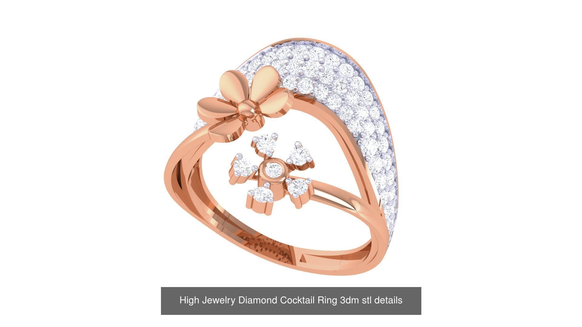 100 High Jewelry Diamond Cocktail Ring 3dm stl details 3D Model Collection_39