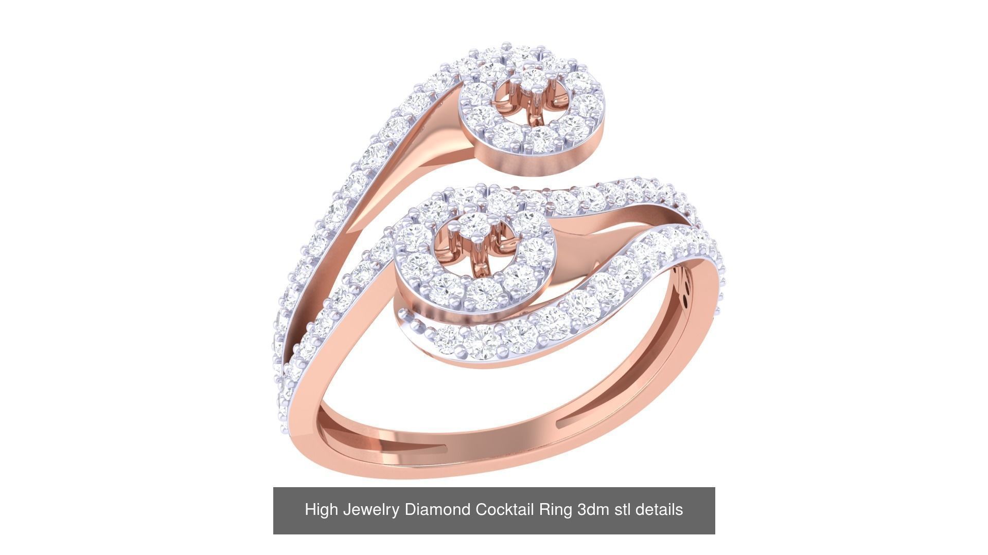 100 High Jewelry Diamond Cocktail Ring 3dm stl details 3D Model Collection_52