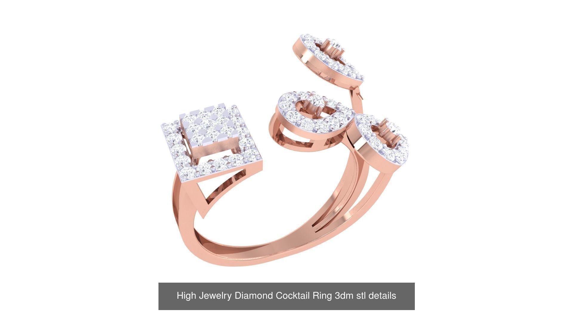 100 High Jewelry Diamond Cocktail Ring 3dm stl details 3D Model Collection_91