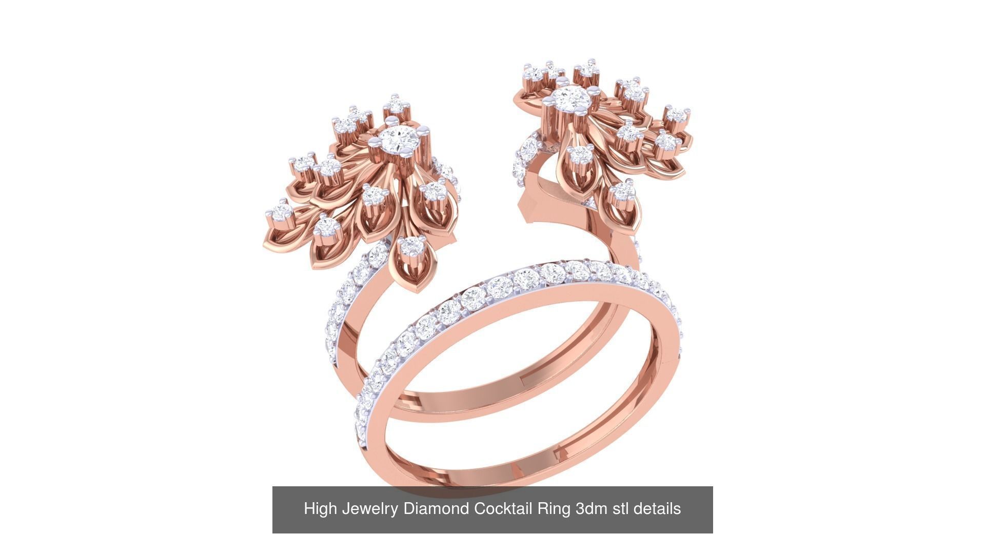 100 High Jewelry Diamond Cocktail Ring 3dm stl details 3D Model Collection_7