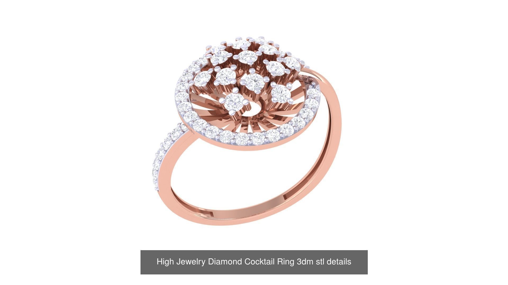 100 High Jewelry Diamond Cocktail Ring 3dm stl details 3D Model Collection_84