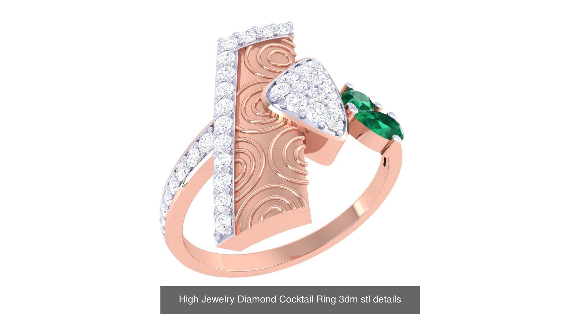 100 High Jewelry Diamond Cocktail Ring 3dm stl details 3D Model Collection_43