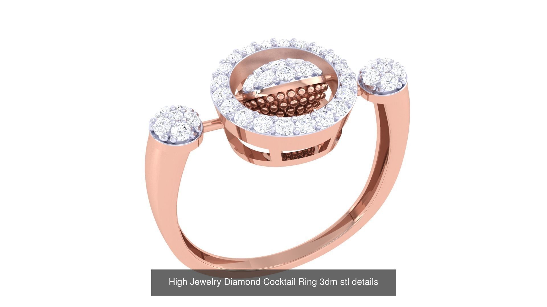 100 High Jewelry Diamond Cocktail Ring 3dm stl details 3D Model Collection_19