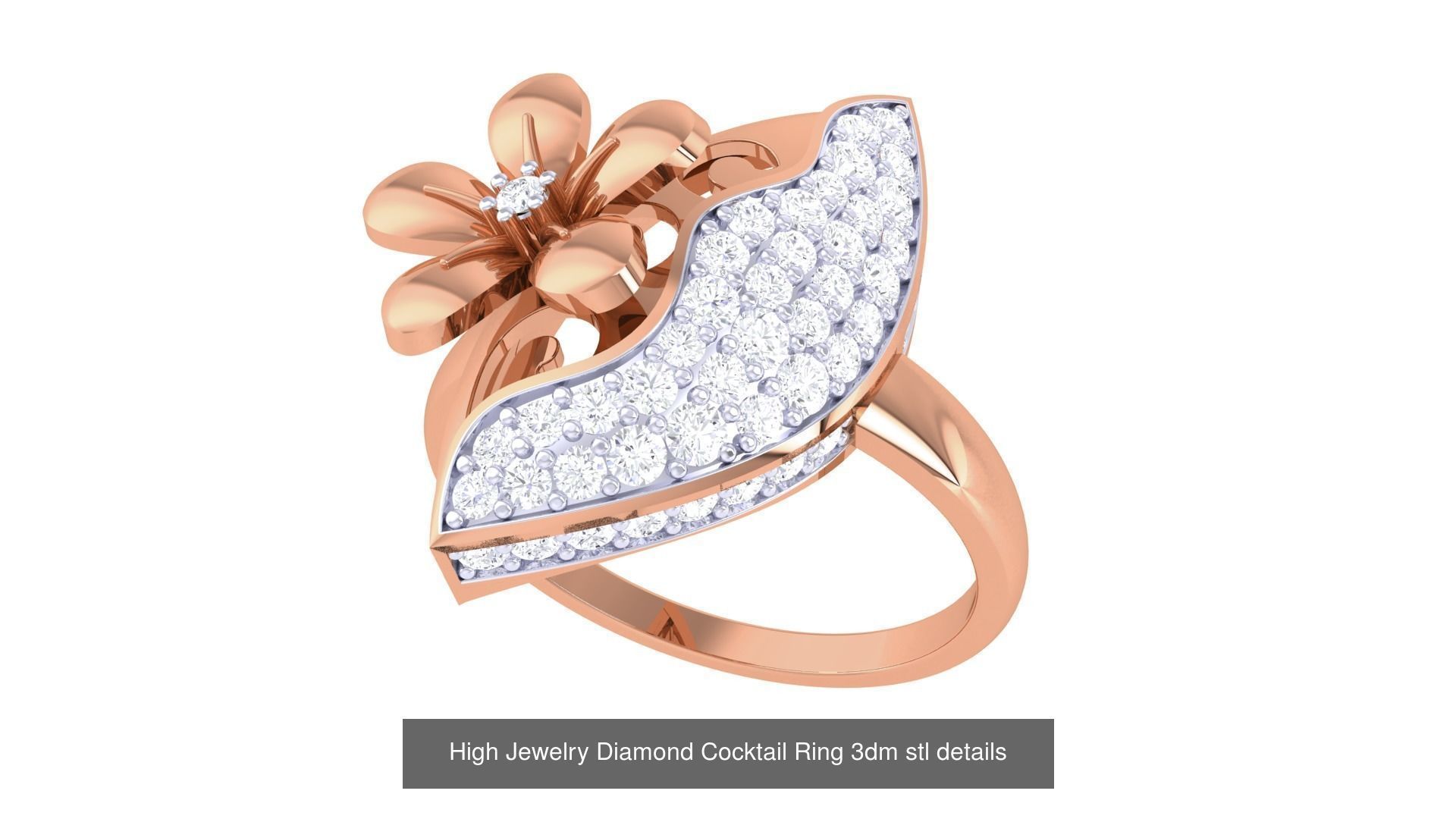 100 High Jewelry Diamond Cocktail Ring 3dm stl details 3D Model Collection_45