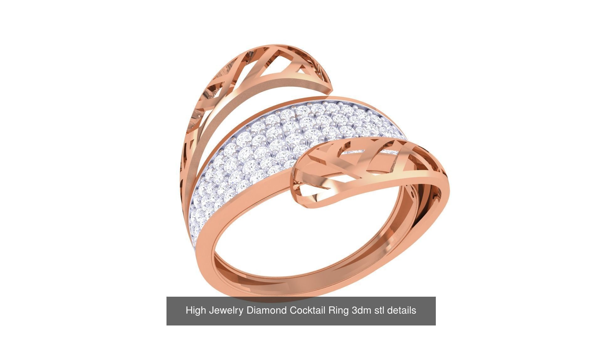 100 High Jewelry Diamond Cocktail Ring 3dm stl details 3D Model Collection_61