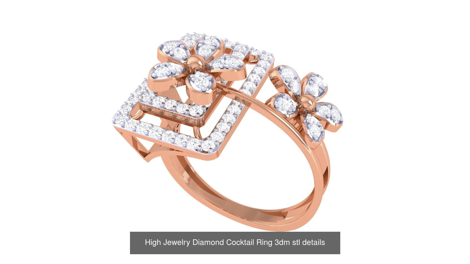 100 High Jewelry Diamond Cocktail Ring 3dm stl details 3D Model Collection_57