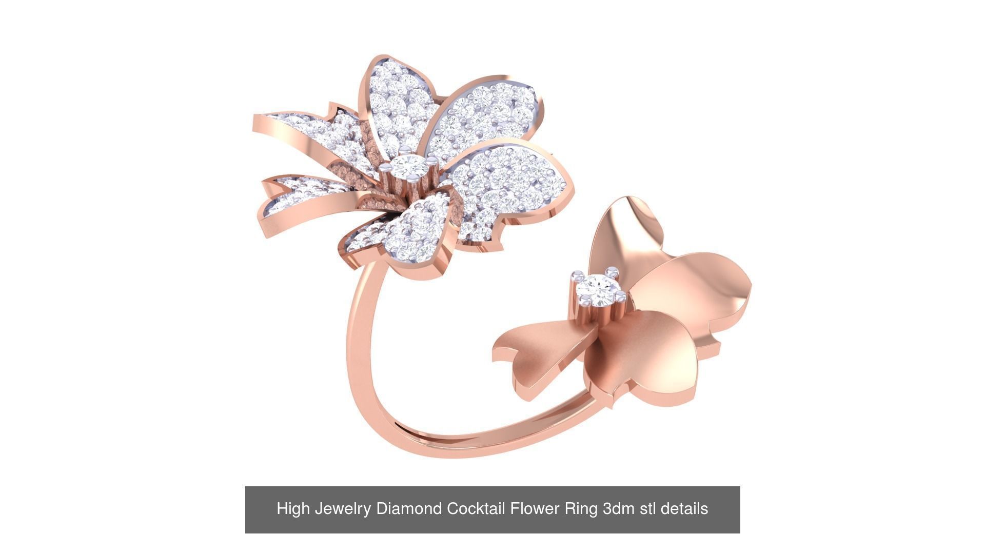 100 High Jewelry Diamond Cocktail Ring 3dm stl details 3D Model Collection_96