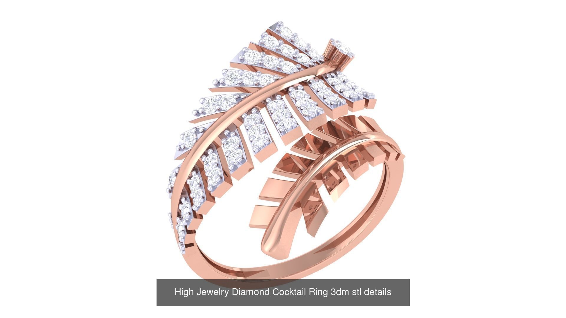 100 High Jewelry Diamond Cocktail Ring 3dm stl details 3D Model Collection_36