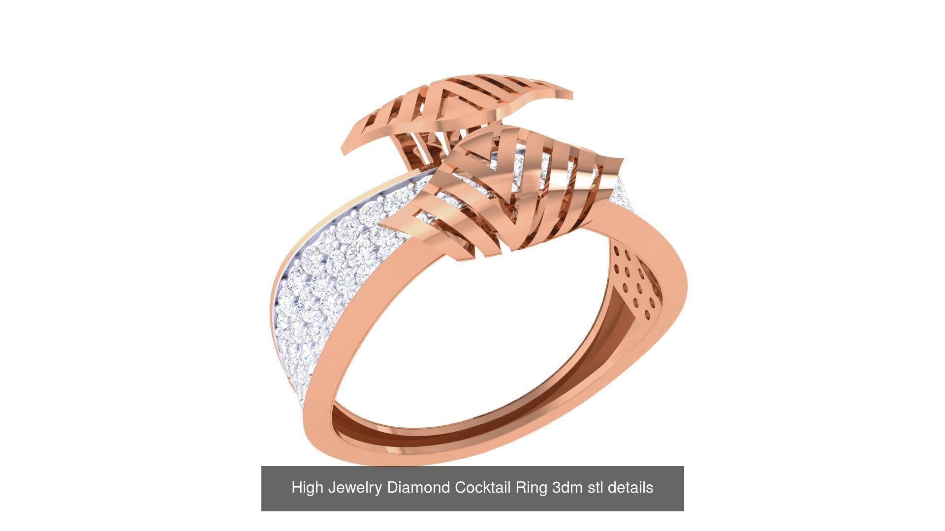 100 High Jewelry Diamond Cocktail Ring 3dm stl details 3D Model Collection_14