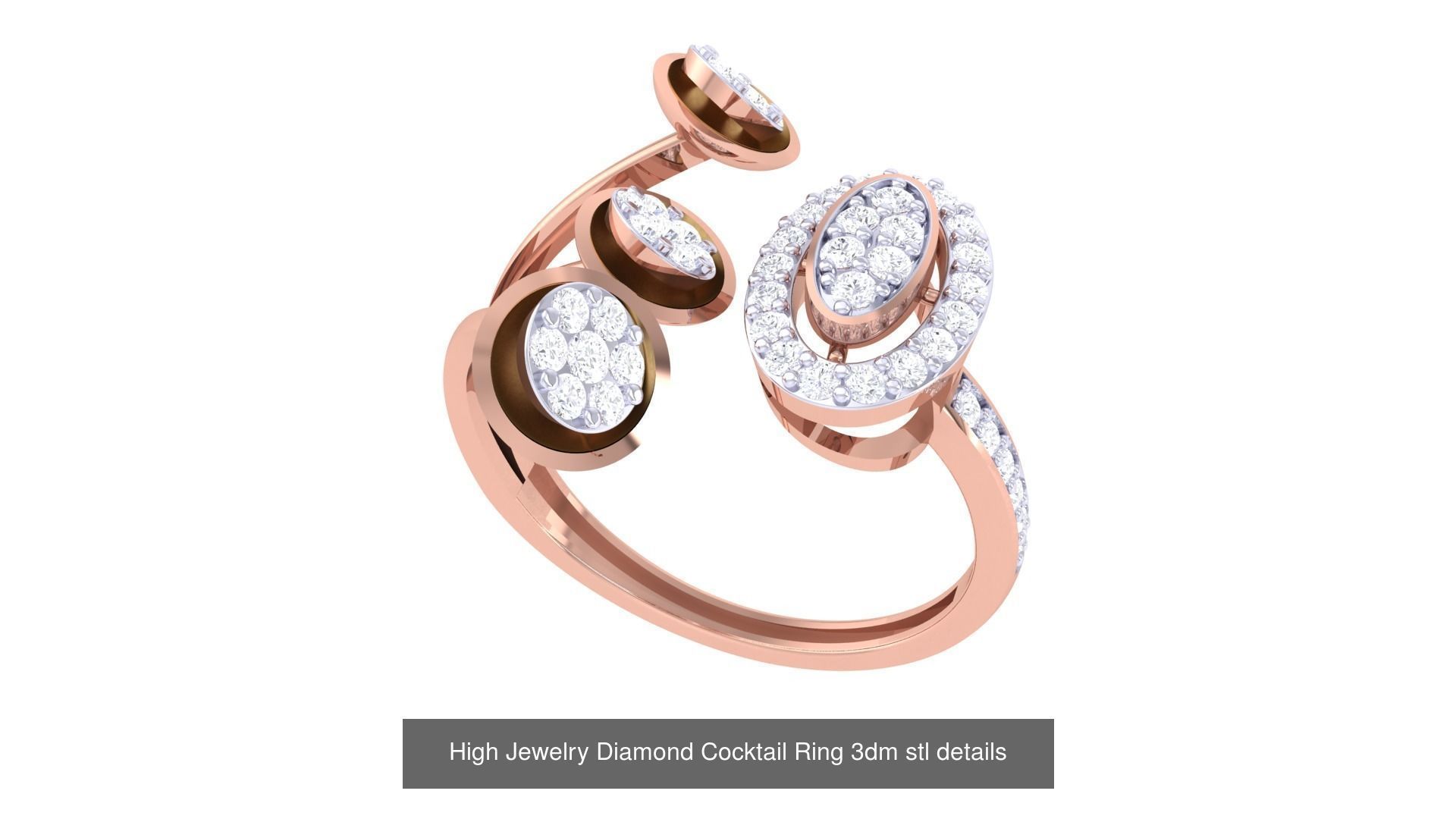 100 High Jewelry Diamond Cocktail Ring 3dm stl details 3D Model Collection_34