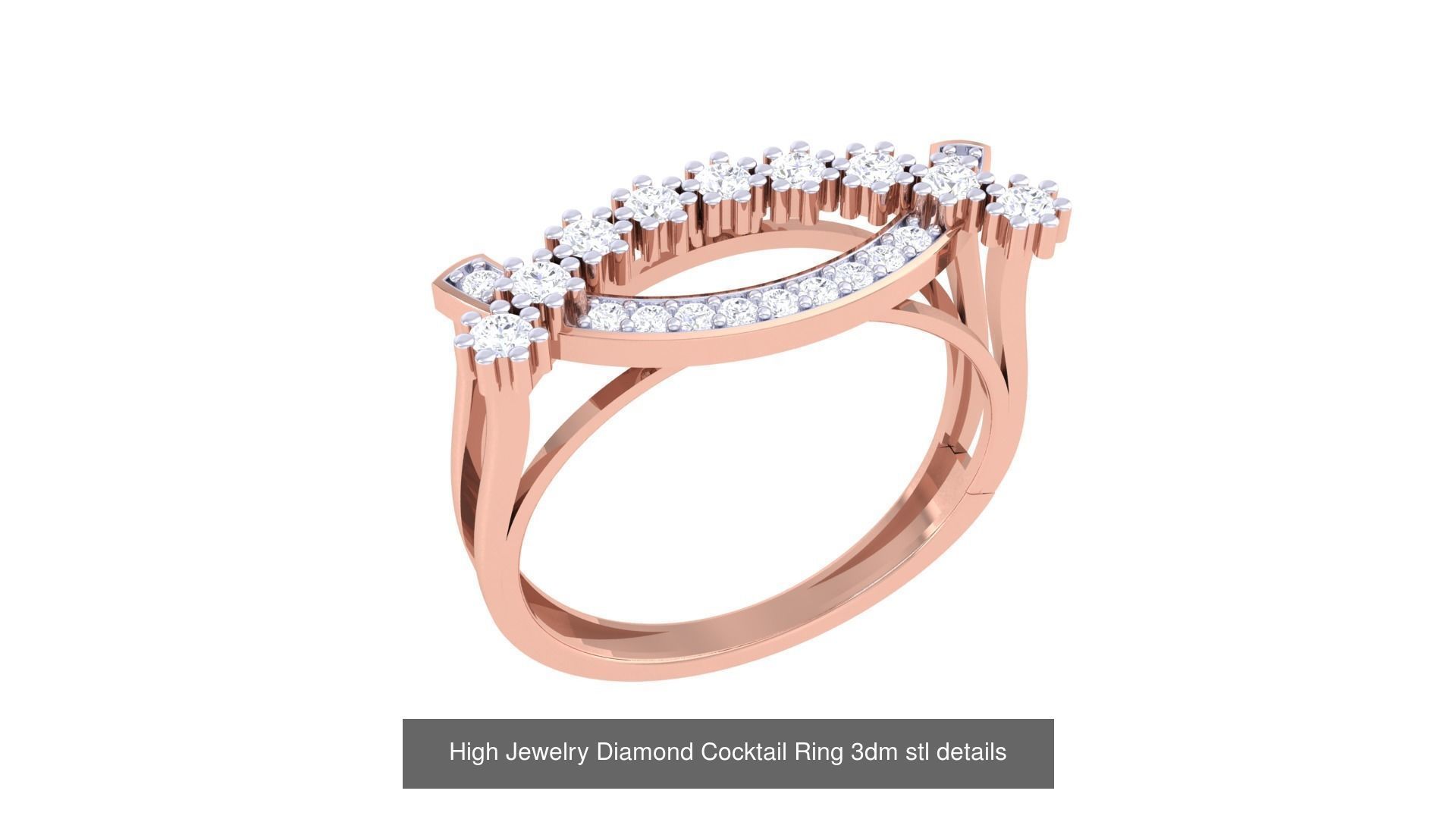 100 High Jewelry Diamond Cocktail Ring 3dm stl details 3D Model Collection_80