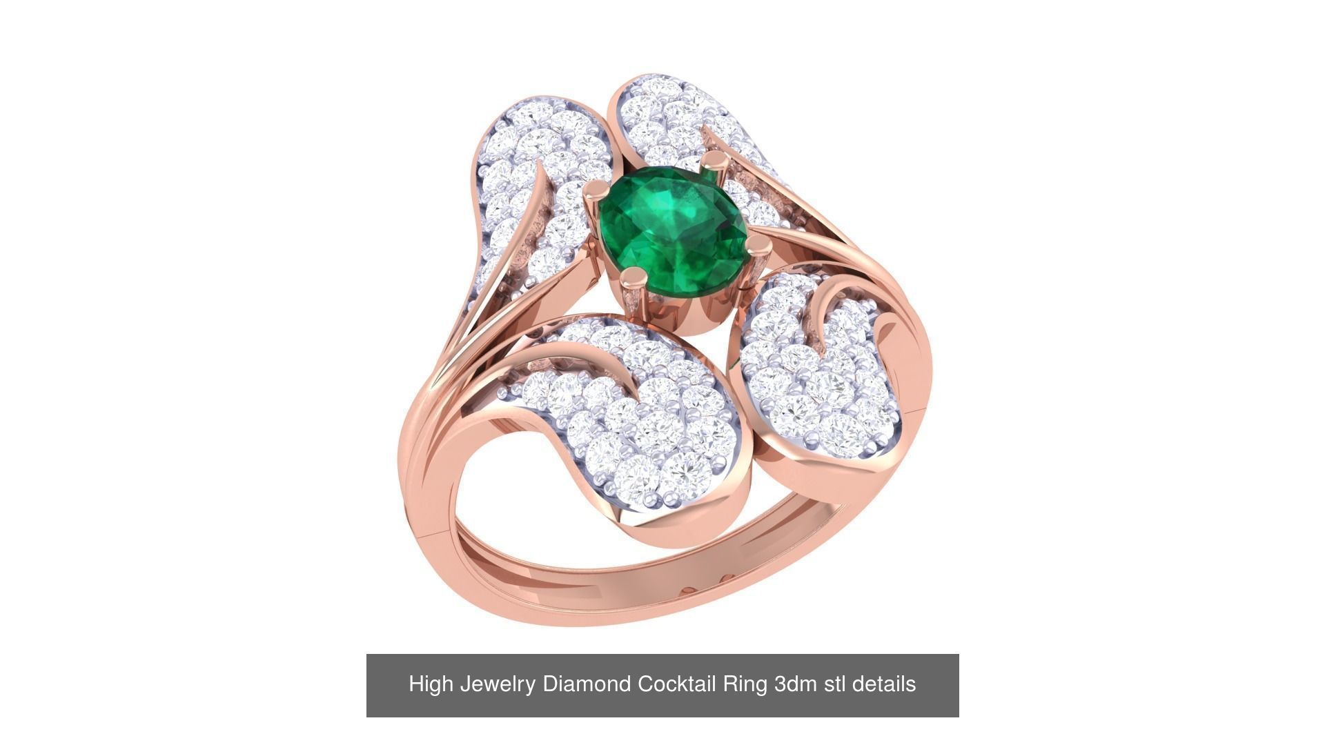 100 High Jewelry Diamond Cocktail Ring 3dm stl details 3D Model Collection_48