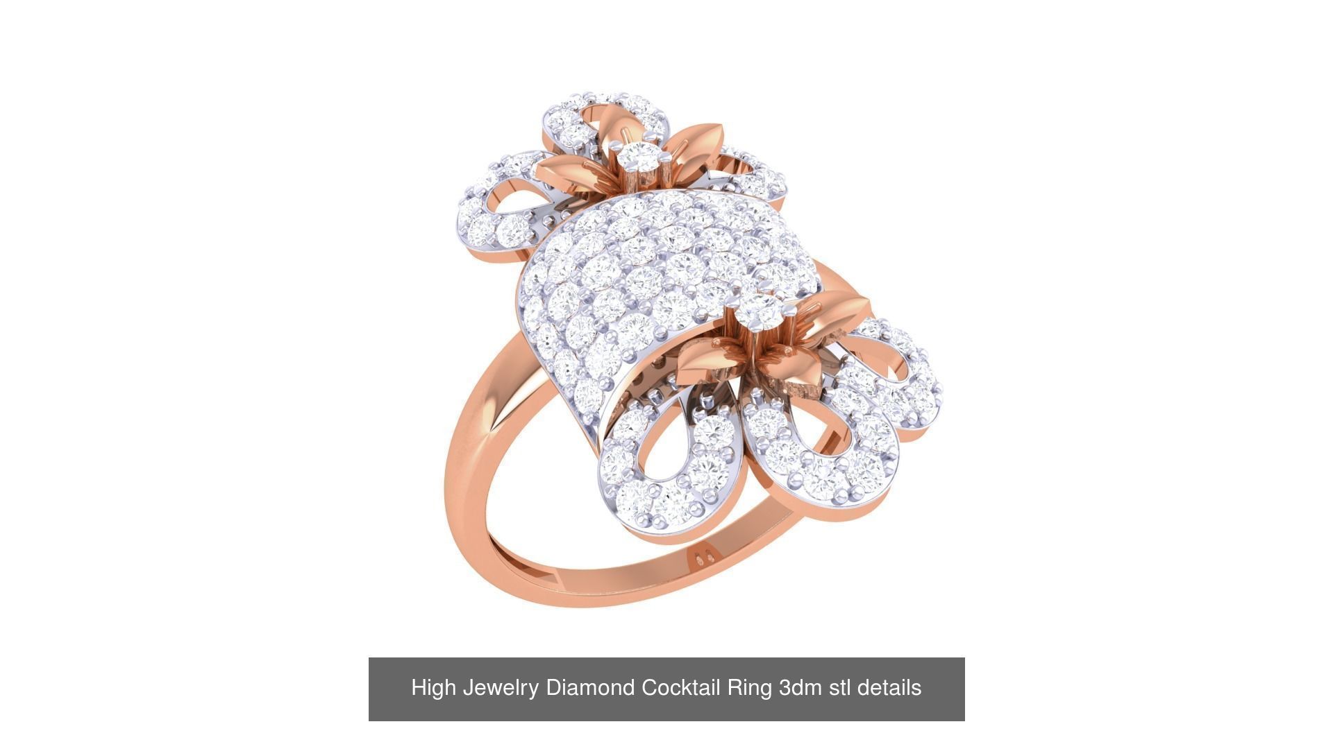 100 High Jewelry Diamond Cocktail Ring 3dm stl details 3D Model Collection_46