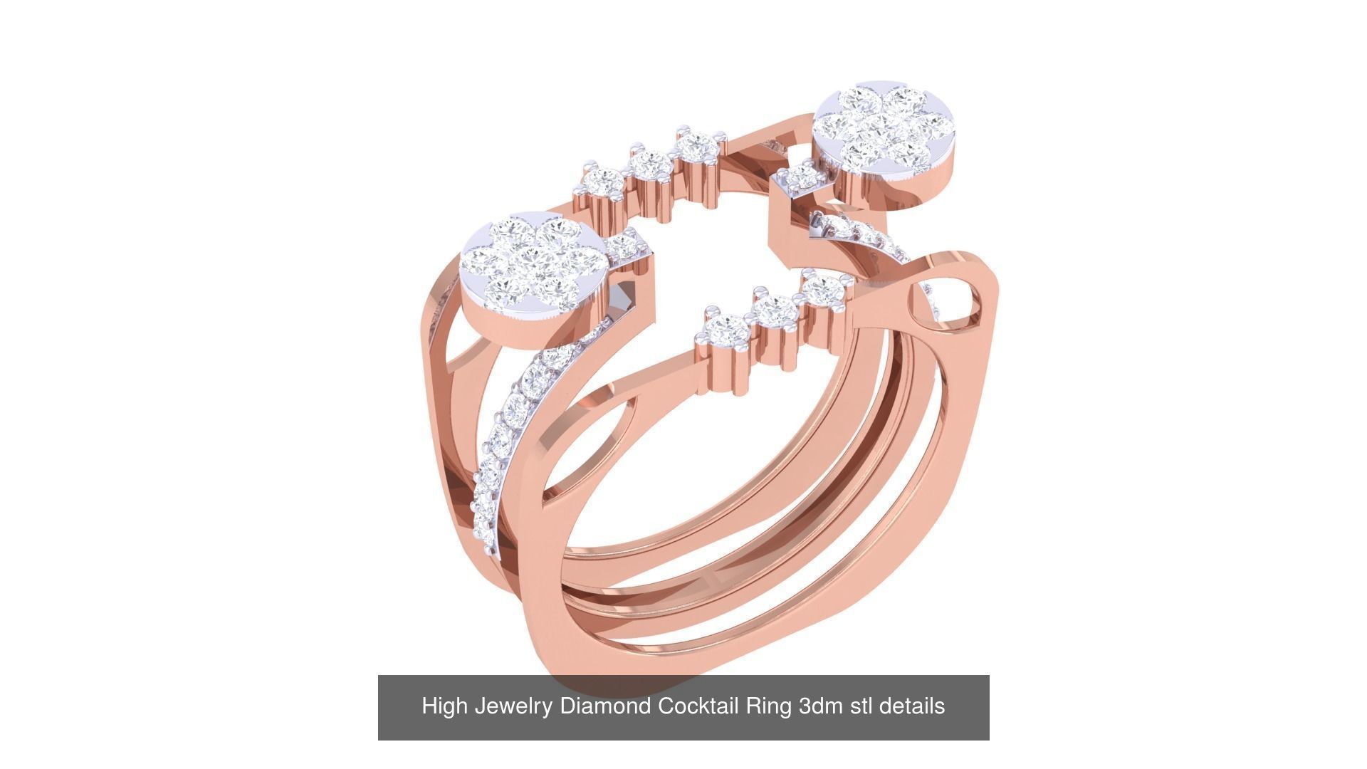 100 High Jewelry Diamond Cocktail Ring 3dm stl details 3D Model Collection_8