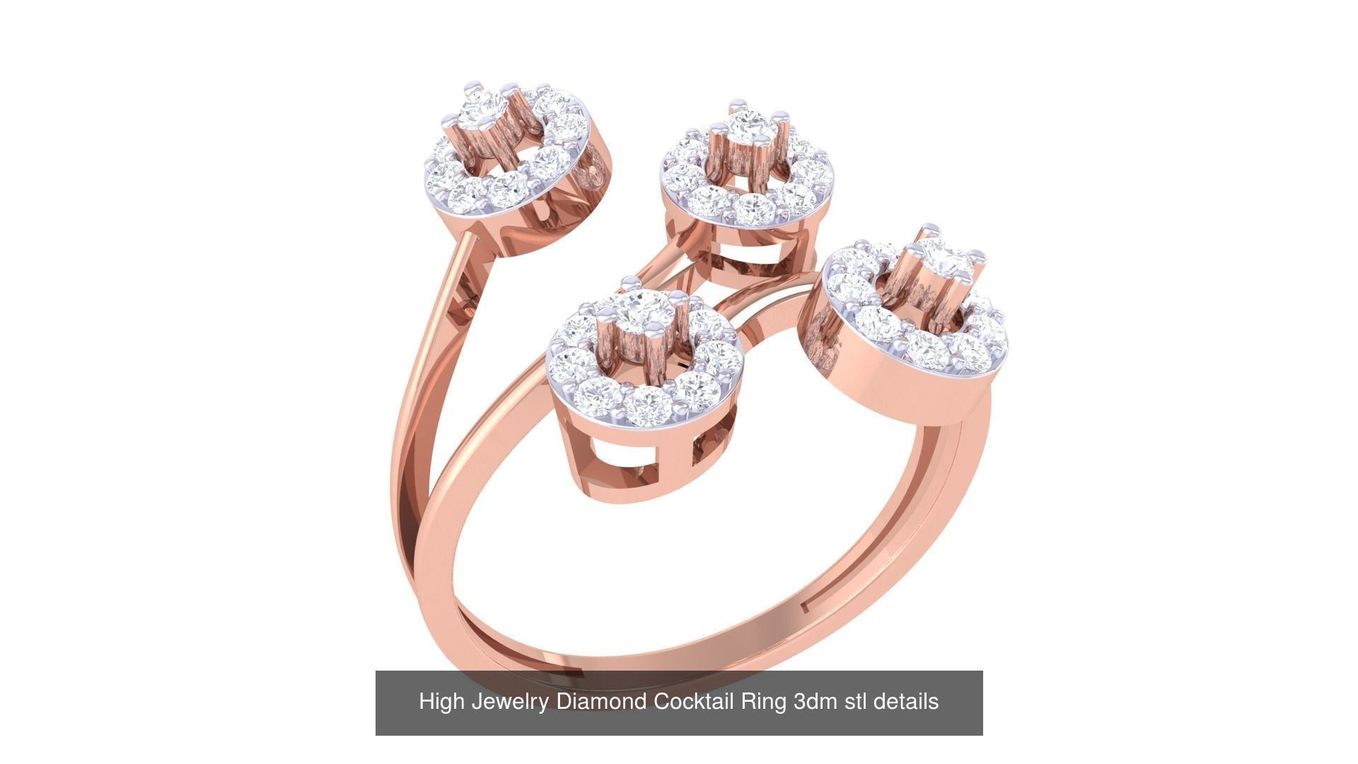 100 High Jewelry Diamond Cocktail Ring 3dm stl details 3D Model Collection_97