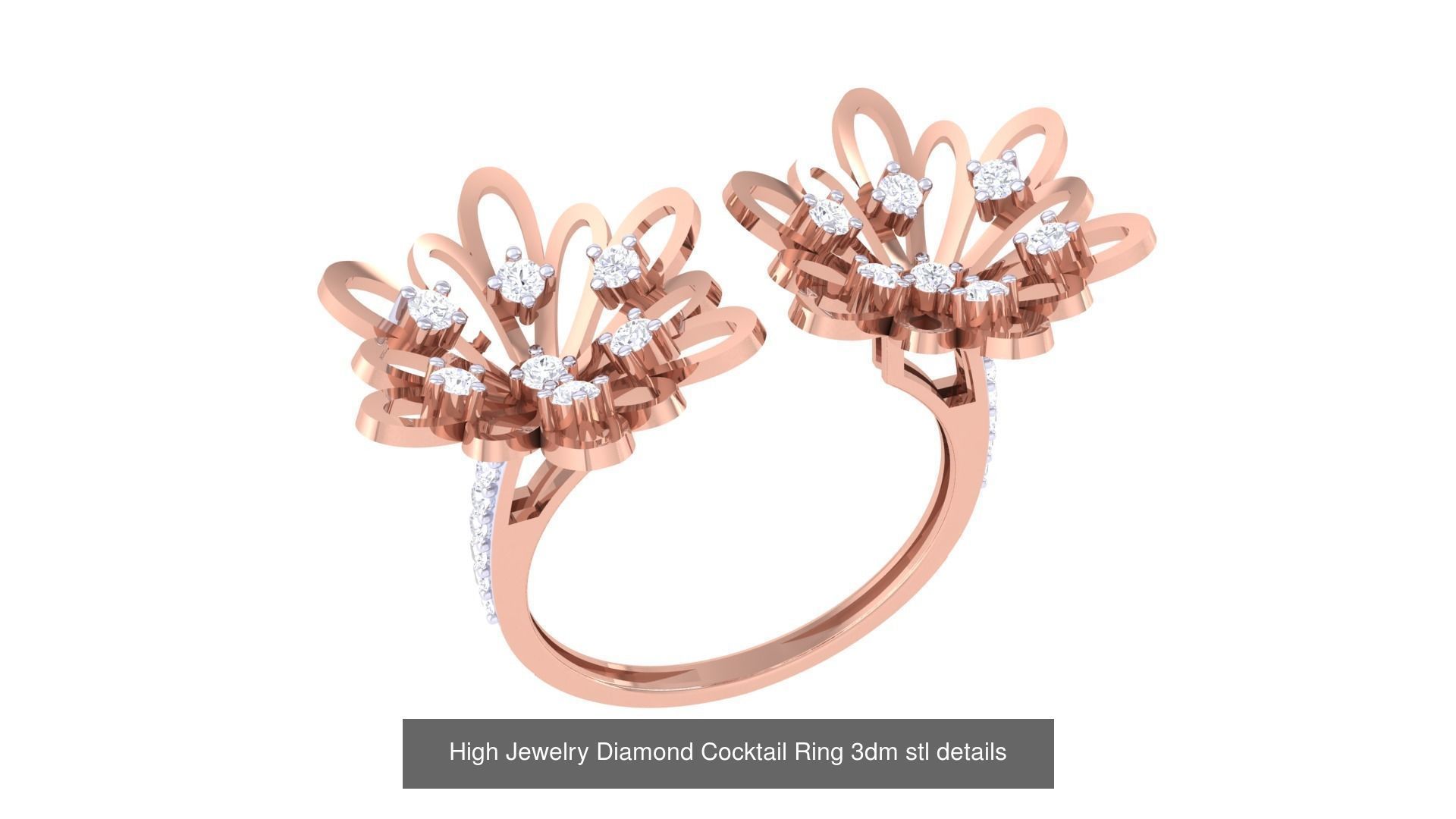 100 High Jewelry Diamond Cocktail Ring 3dm stl details 3D Model Collection_74