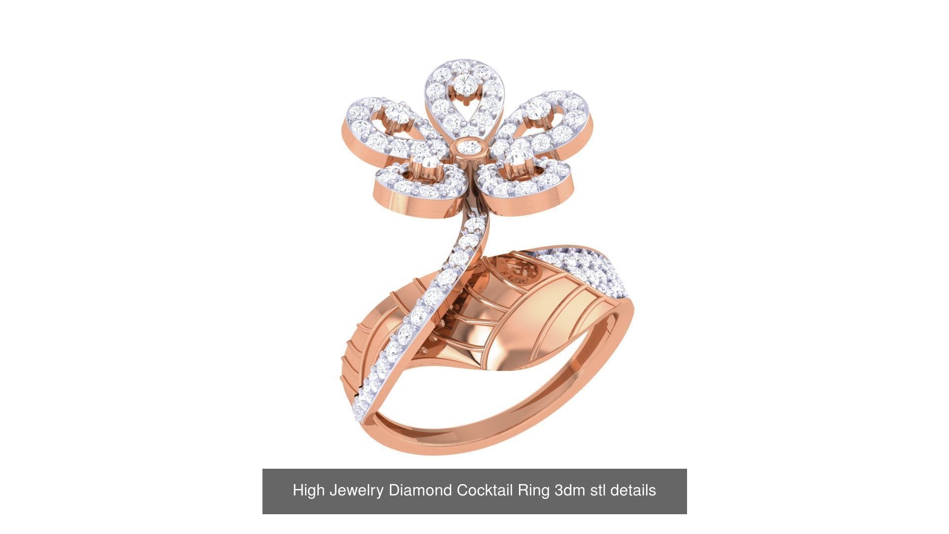 100 High Jewelry Diamond Cocktail Ring 3dm stl details 3D Model Collection_72