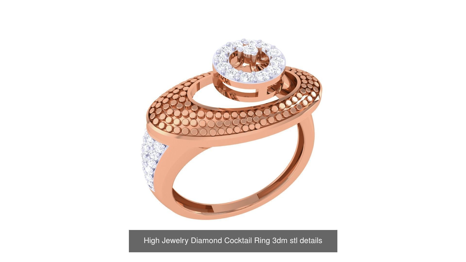 100 High Jewelry Diamond Cocktail Ring 3dm stl details 3D Model Collection_18