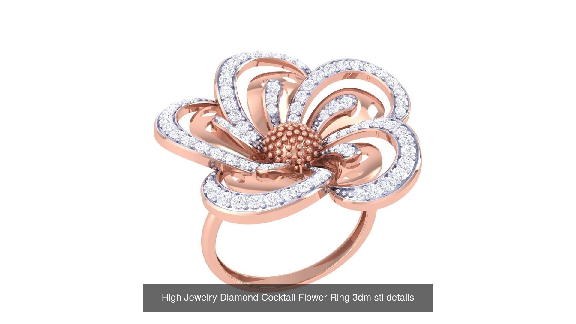 100 High Jewelry Diamond Cocktail Ring 3dm stl details 3D Model Collection_98