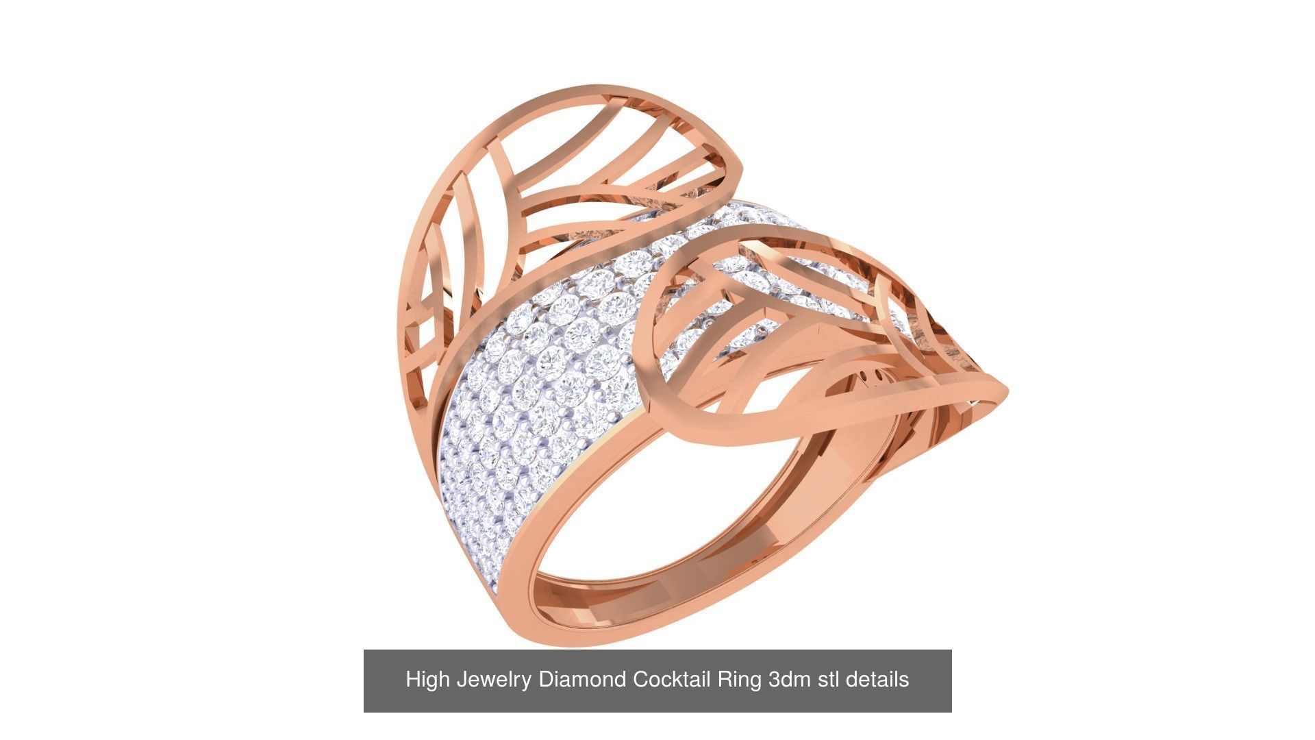 100 High Jewelry Diamond Cocktail Ring 3dm stl details 3D Model Collection_58