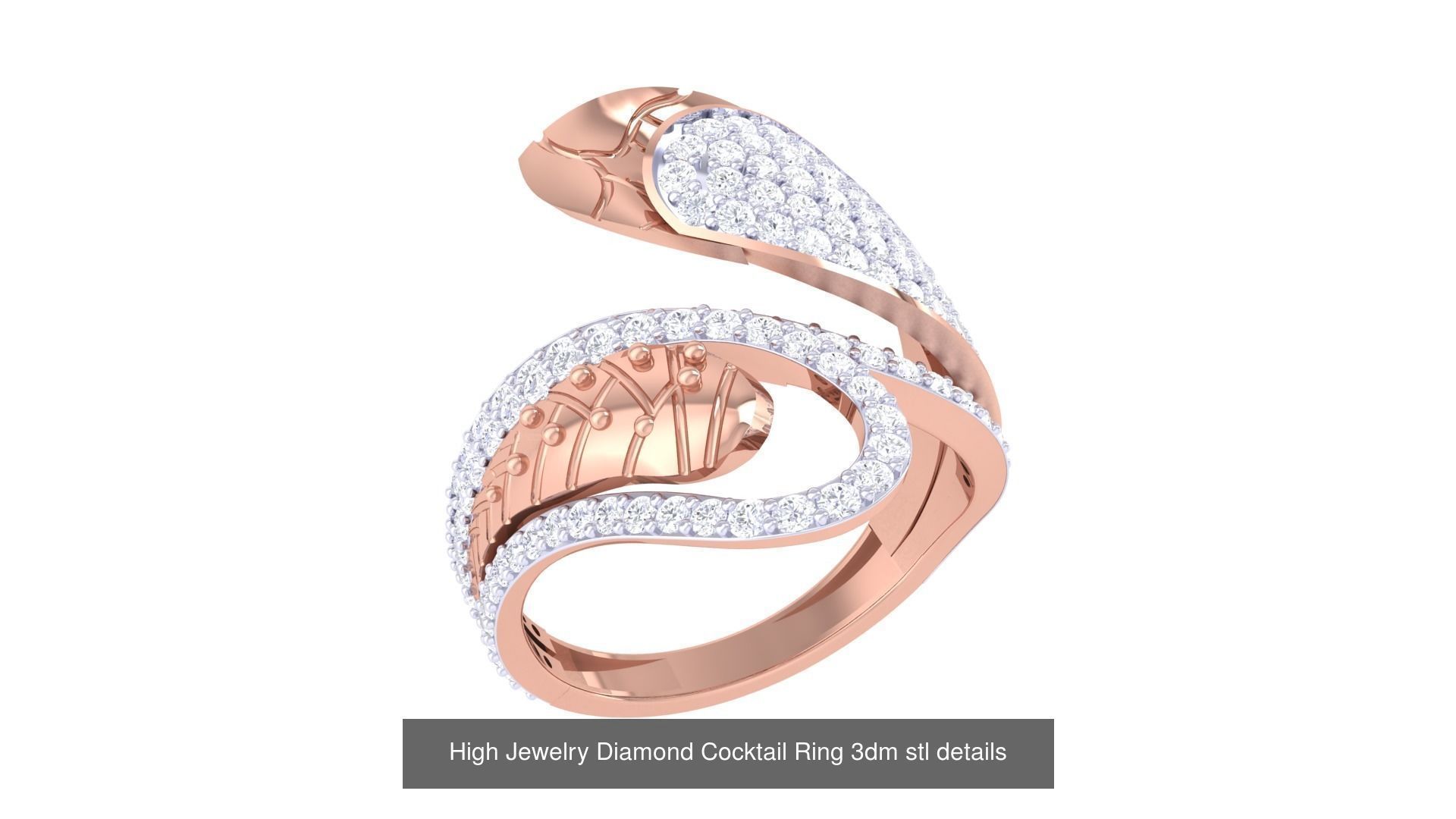 100 High Jewelry Diamond Cocktail Ring 3dm stl details 3D Model Collection_30