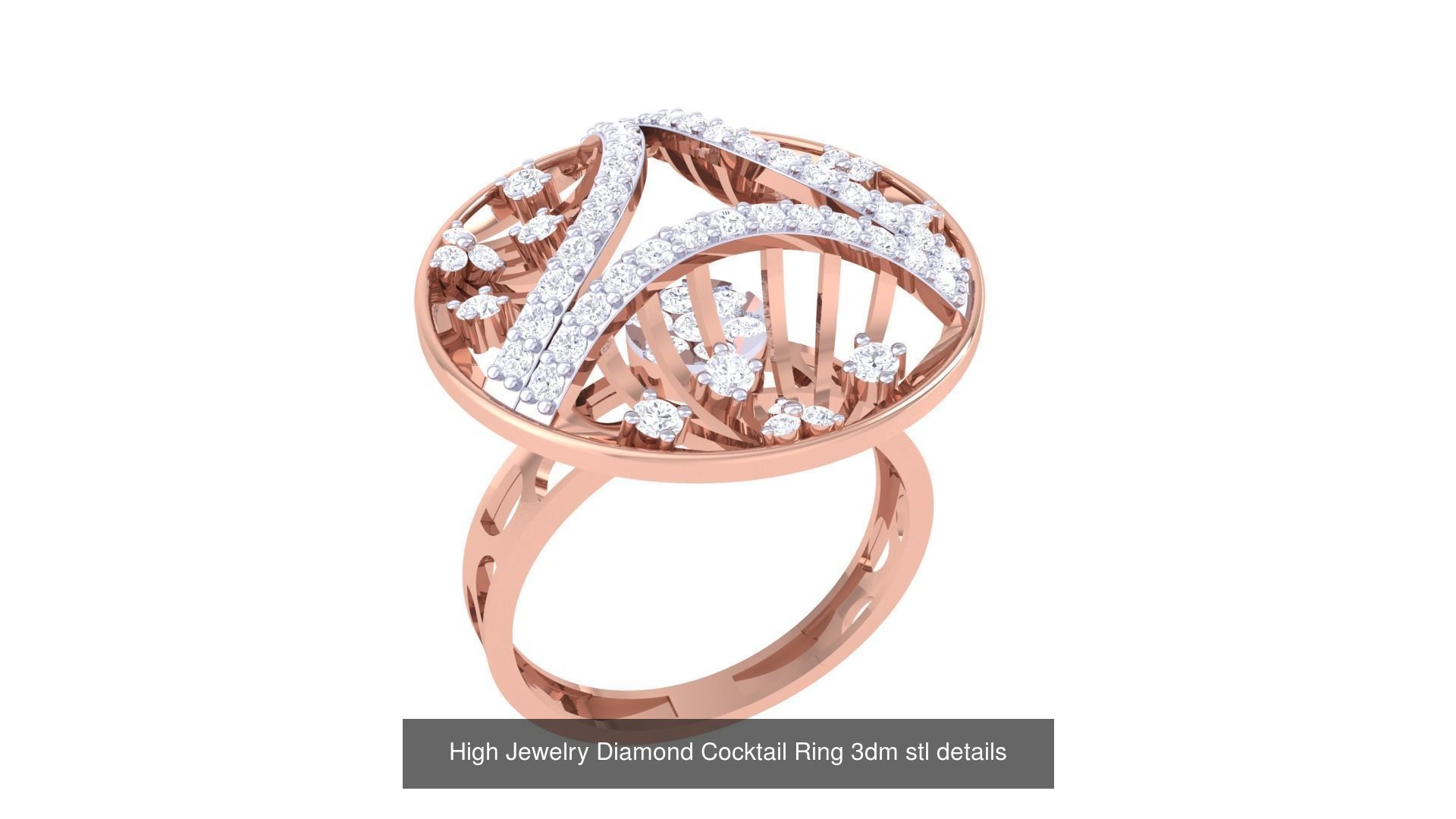 100 High Jewelry Diamond Cocktail Ring 3dm stl details 3D Model Collection_33
