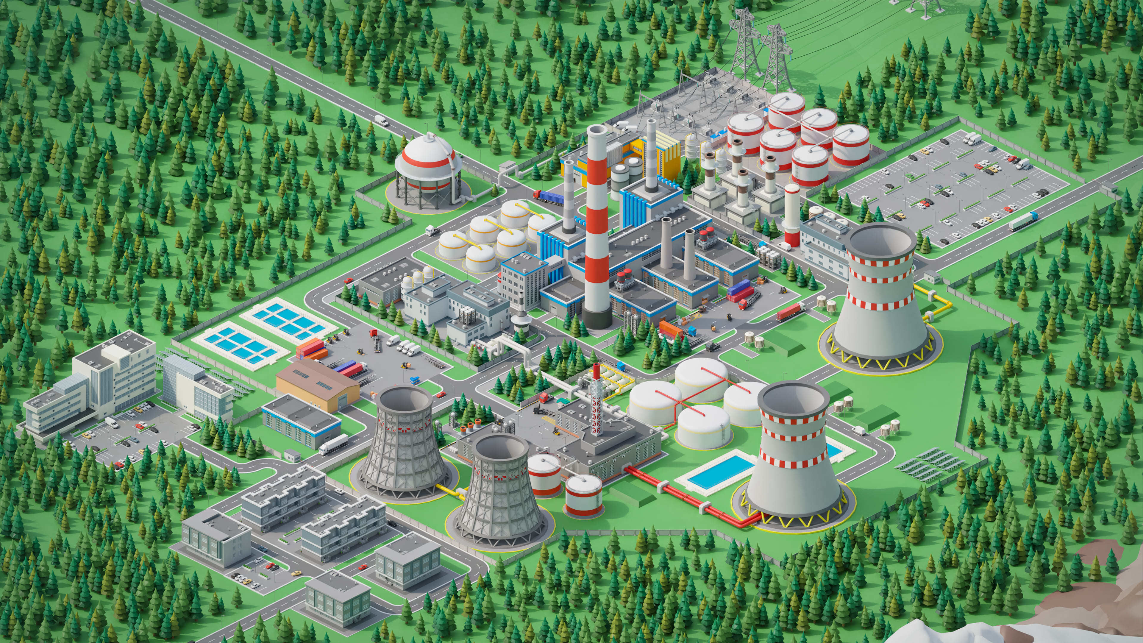 Factory Low-poly 3D model_29