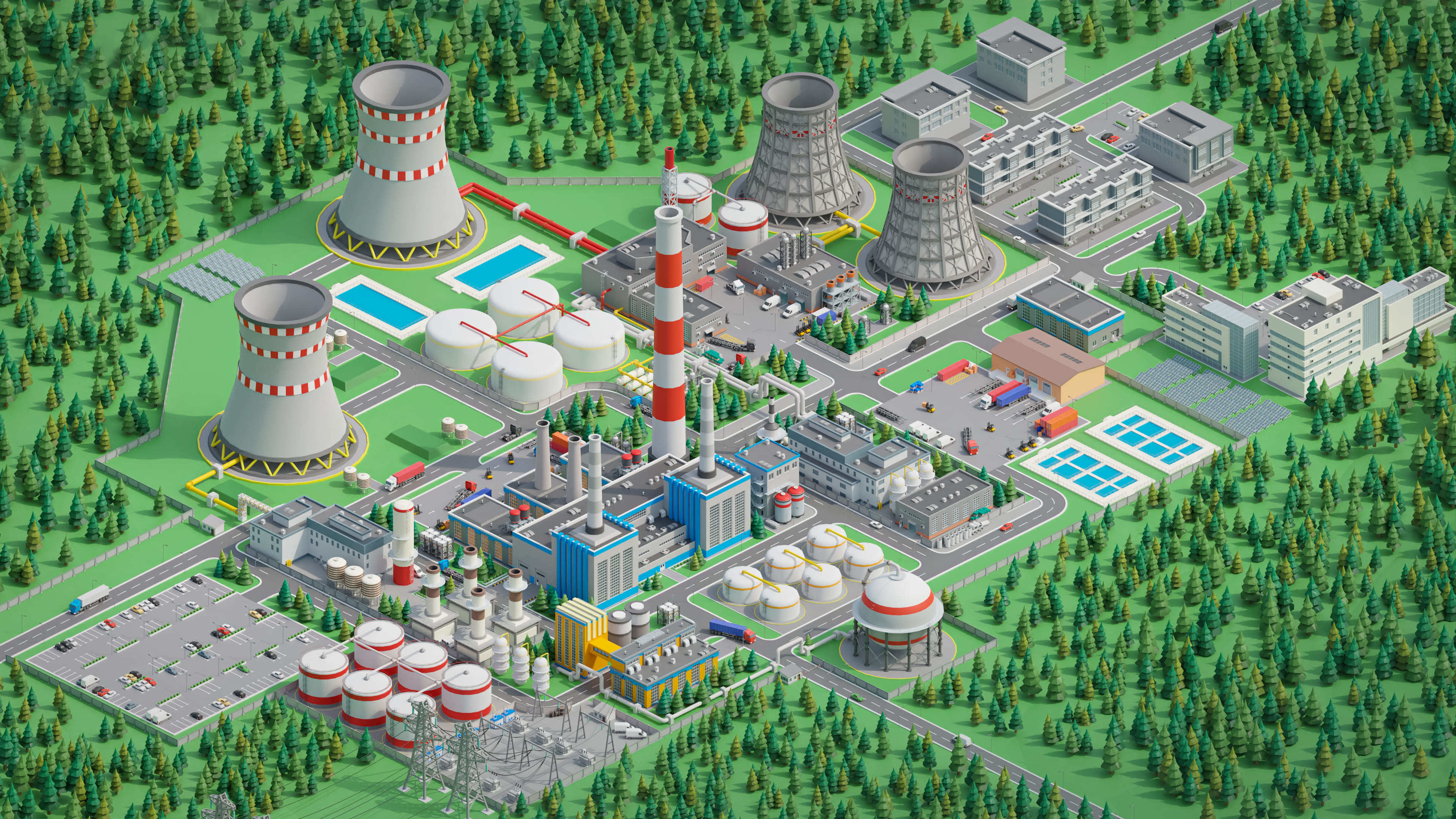 Factory Low-poly 3D model_4