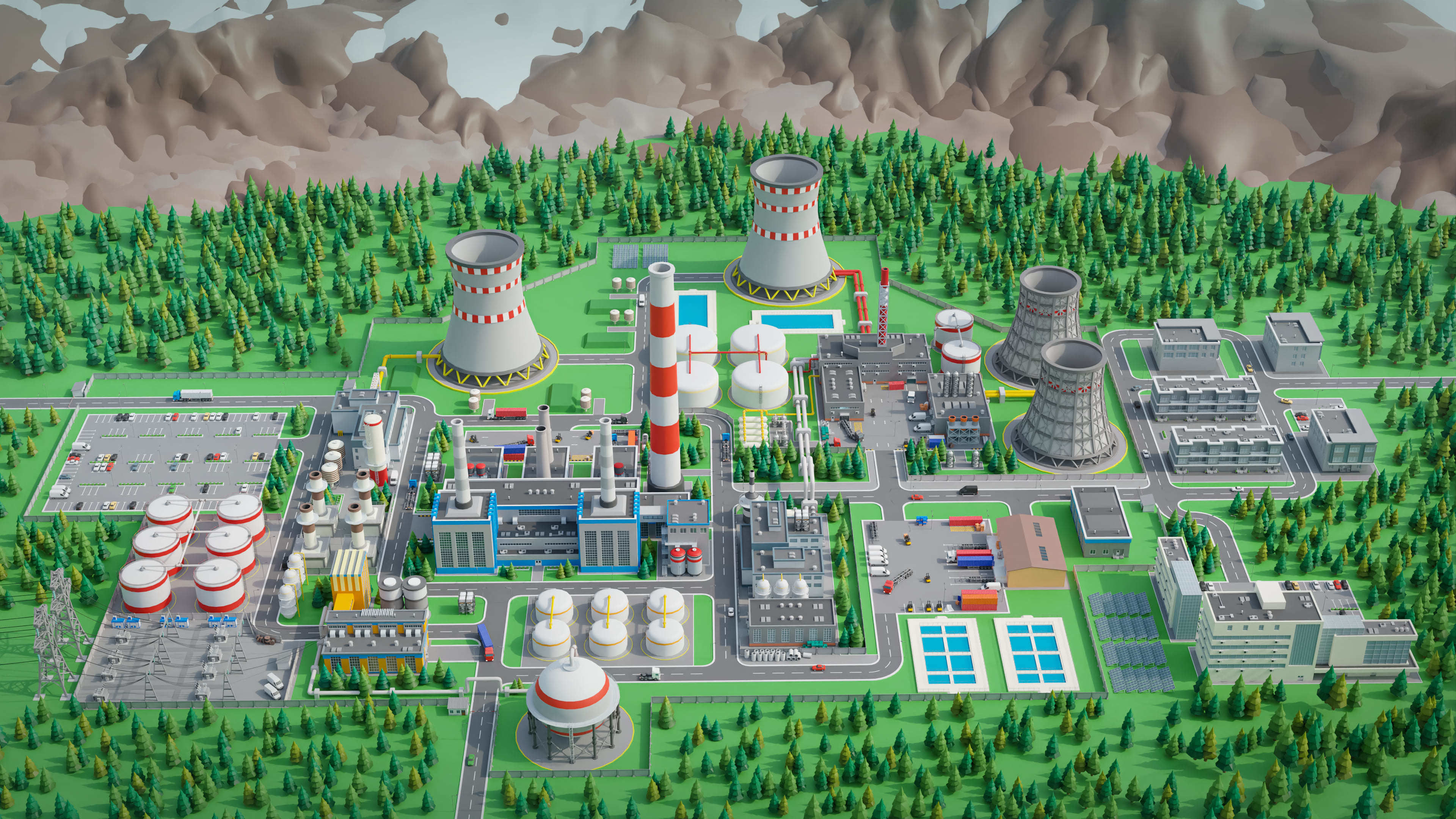 Factory Low-poly 3D model_26