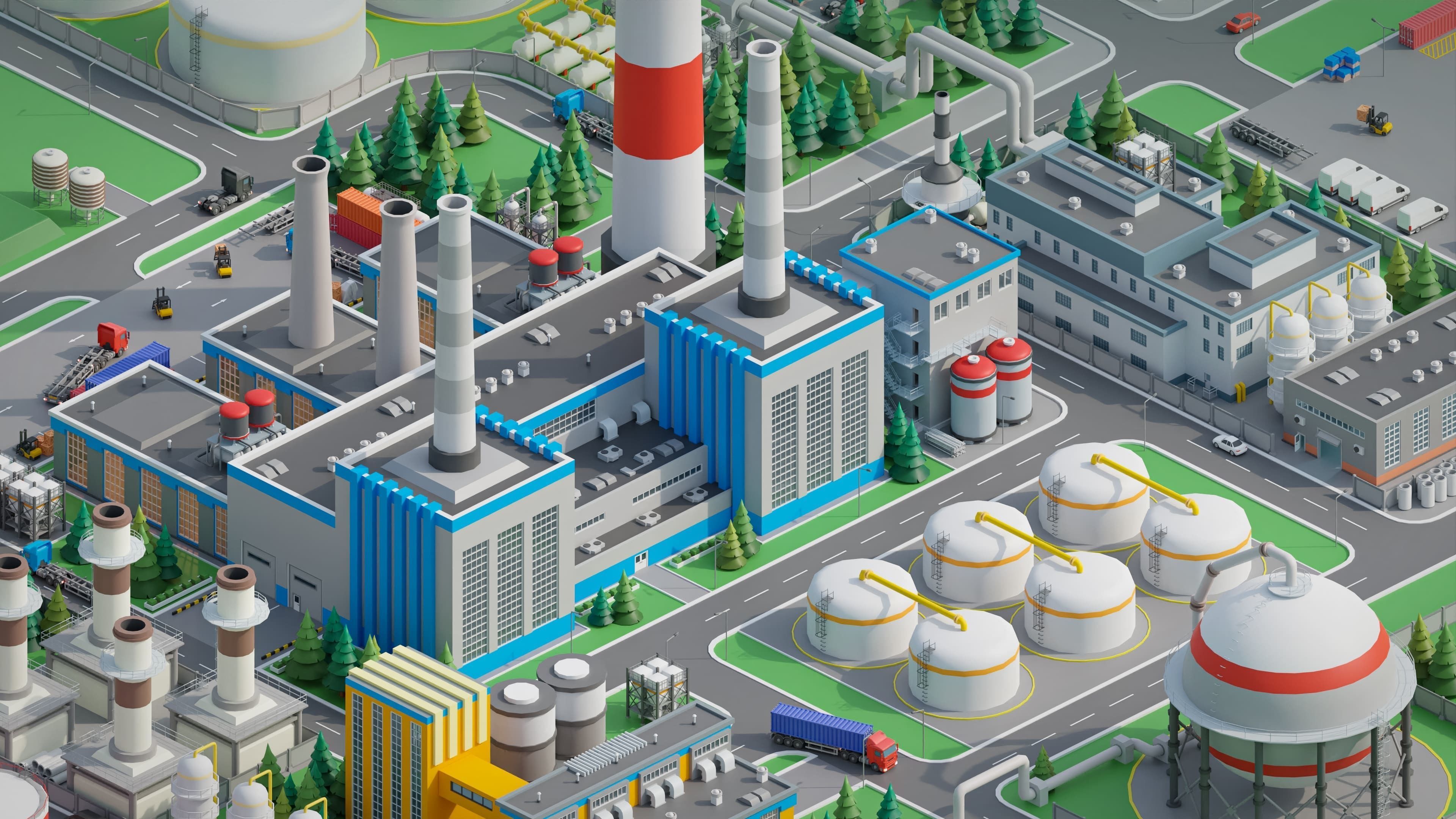 Factory Low-poly 3D model_3