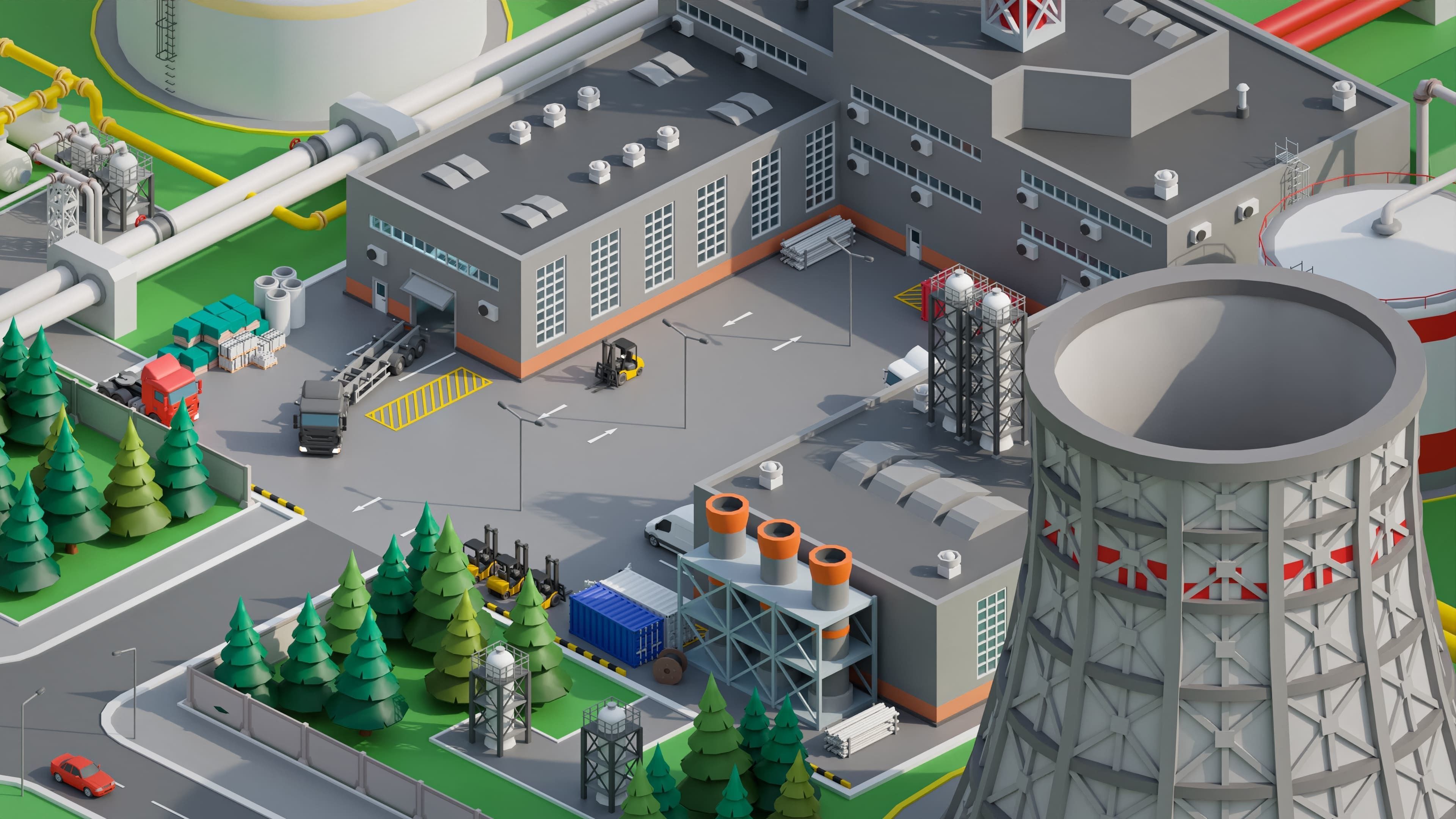 Factory Low-poly 3D model_9