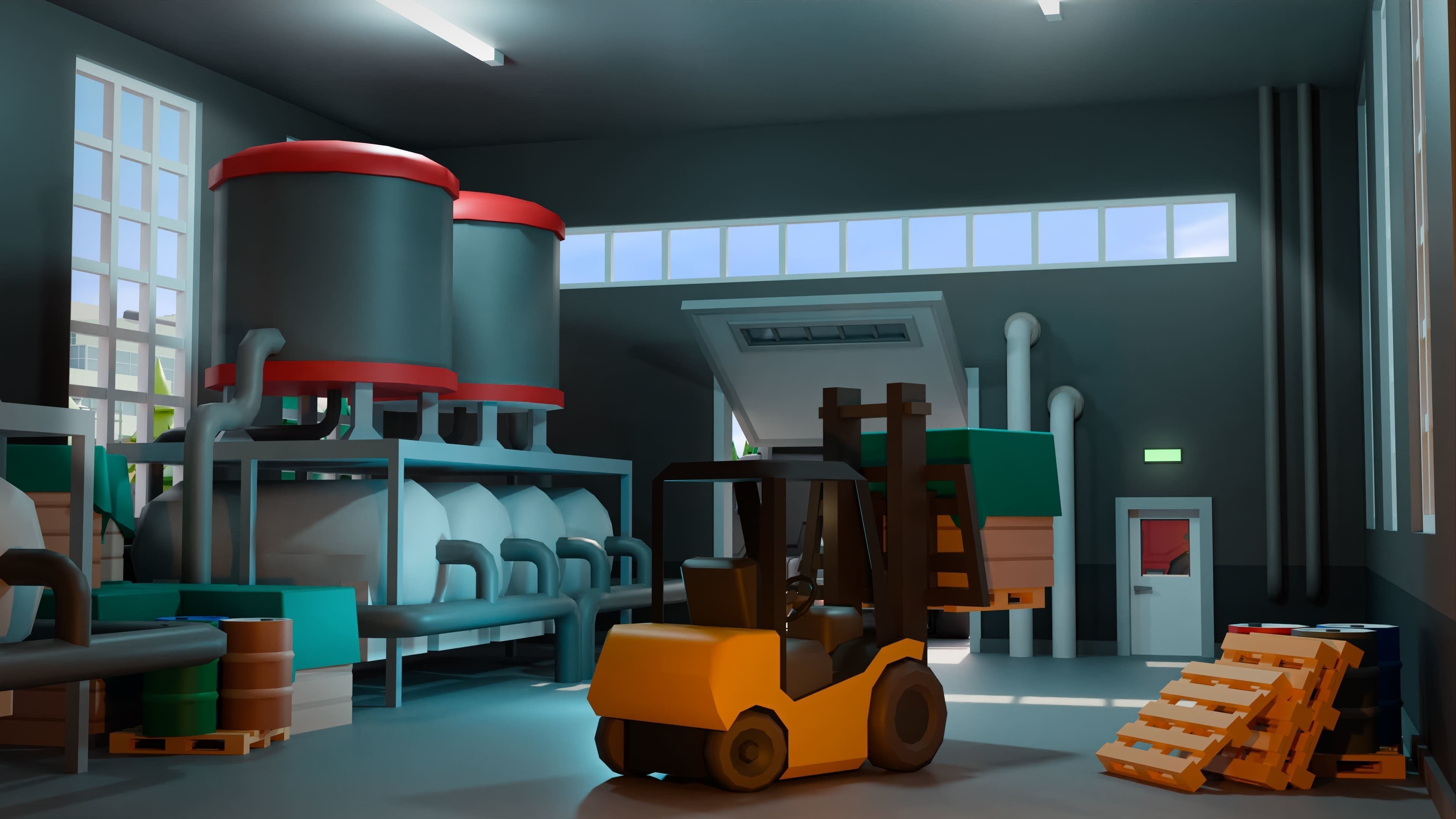 Factory Low-poly 3D model_16