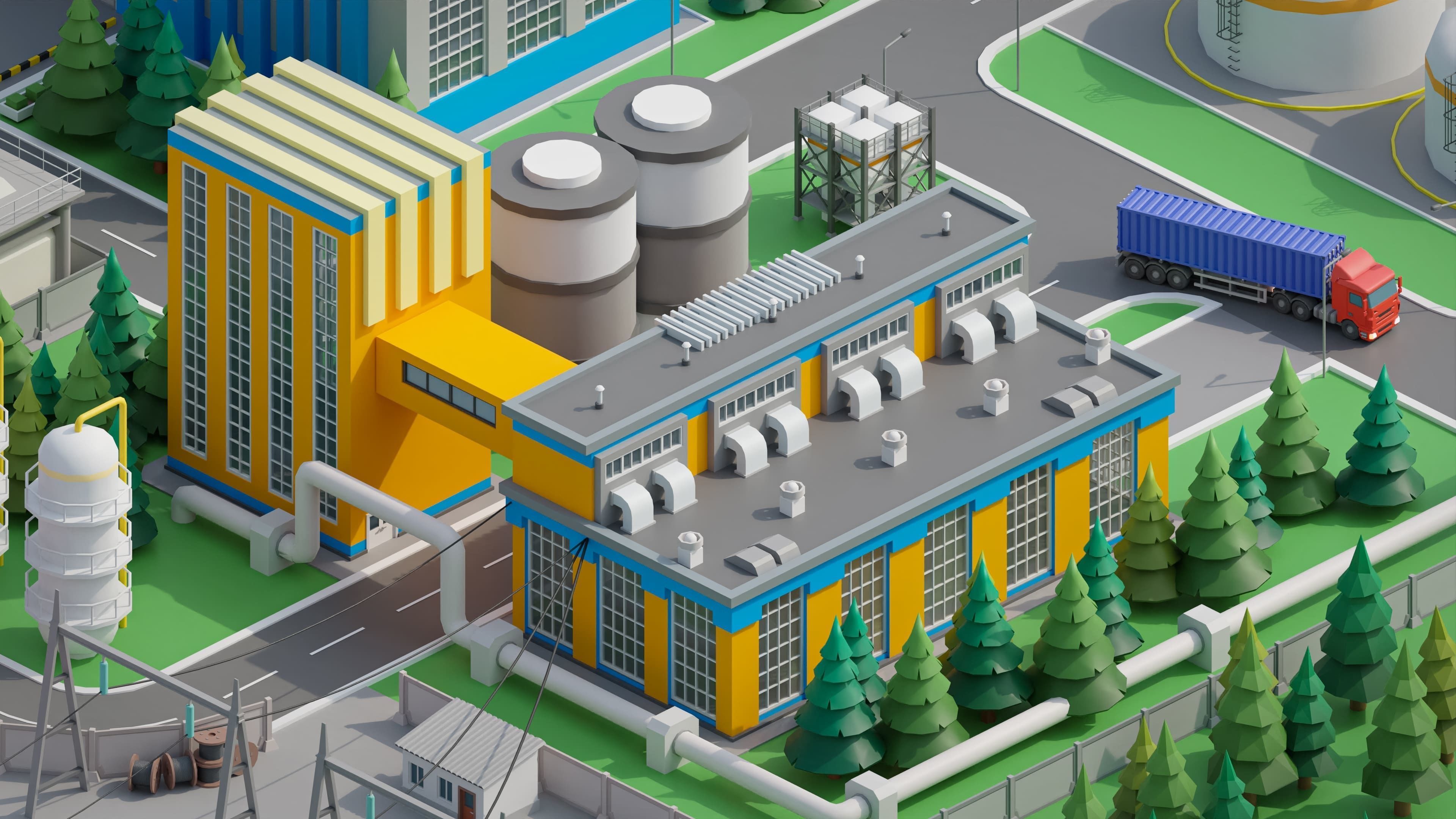 Factory Low-poly 3D model_22