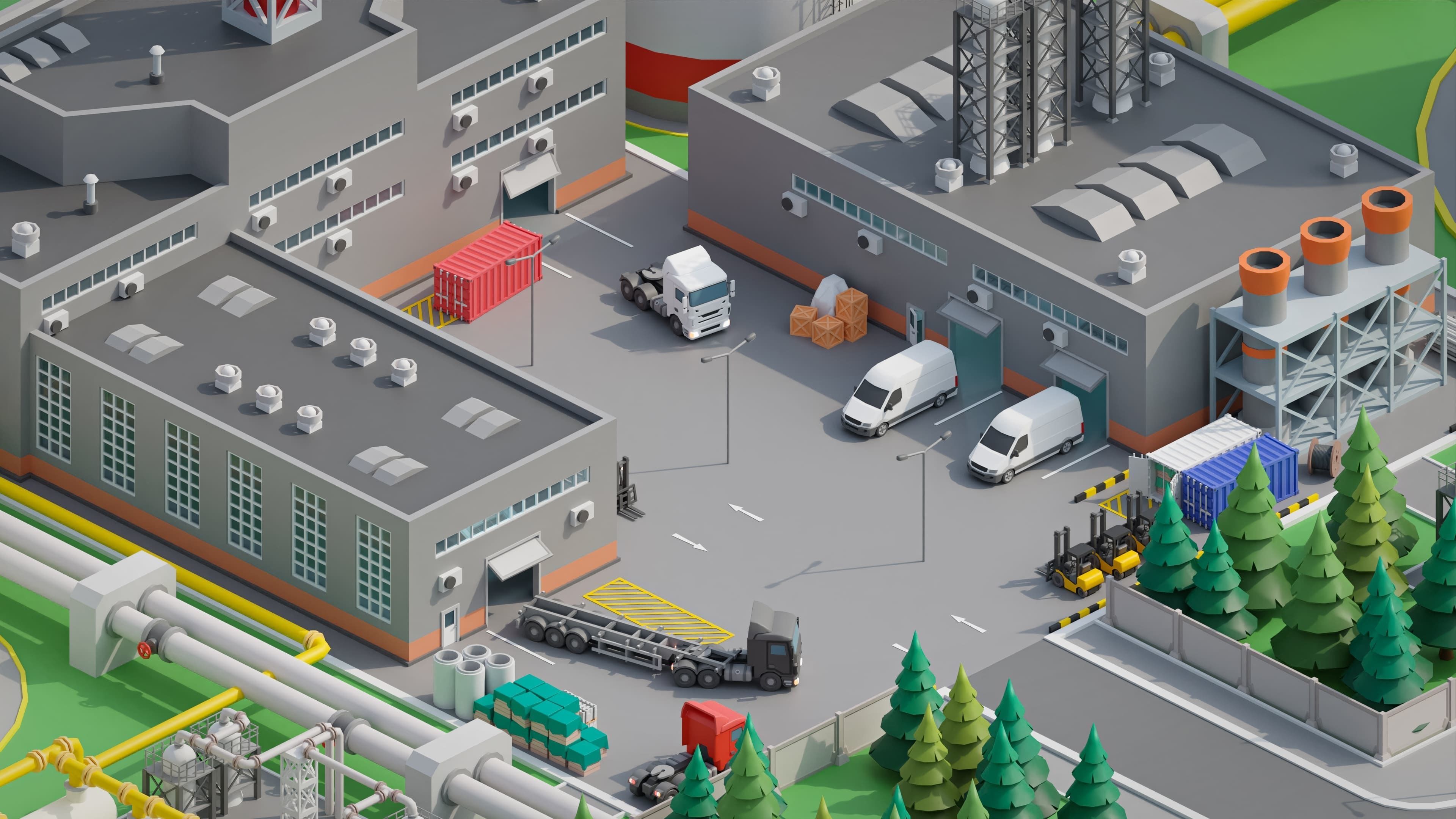 Factory Low-poly 3D model_21