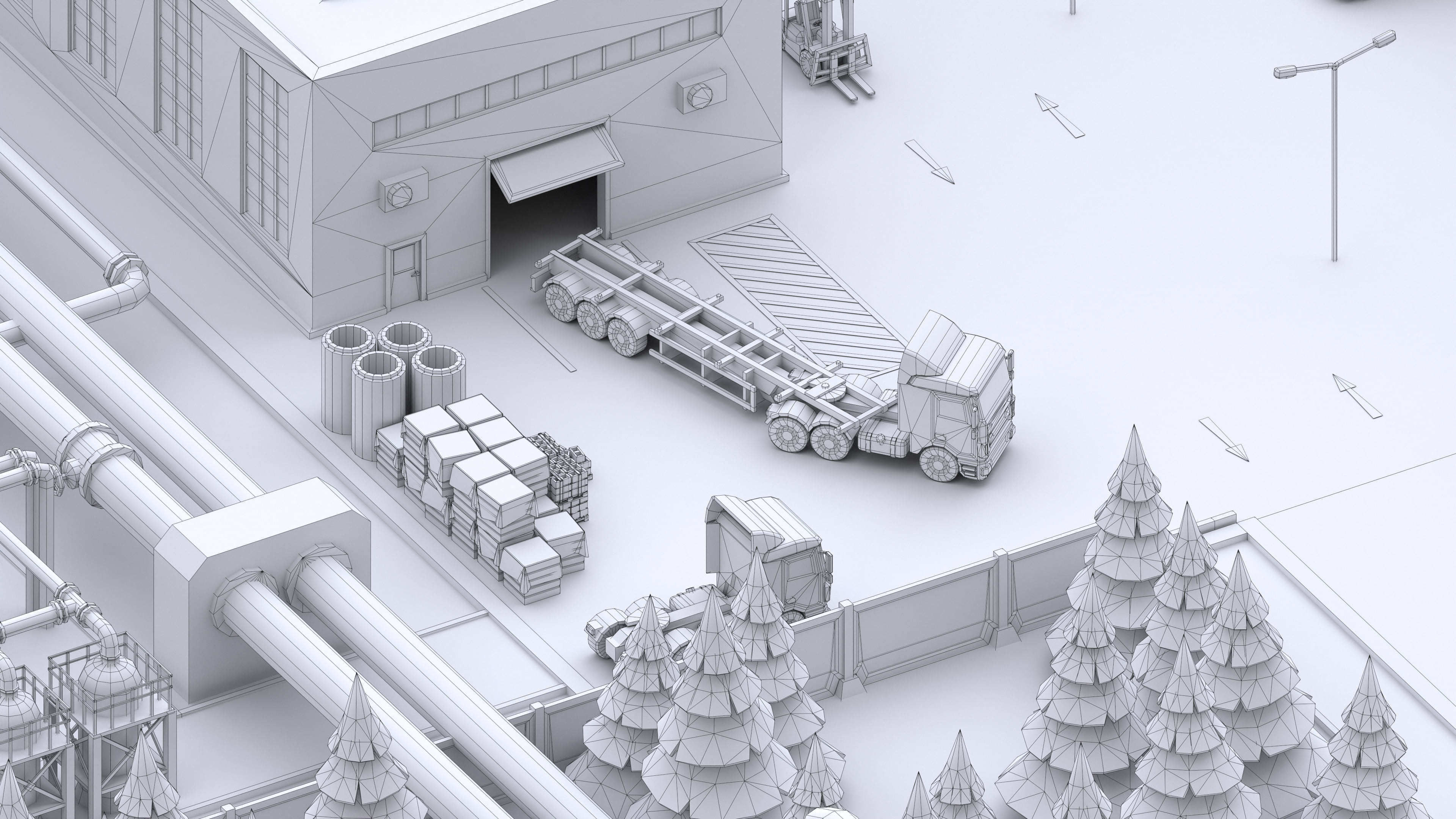 Factory Low-poly 3D model_42