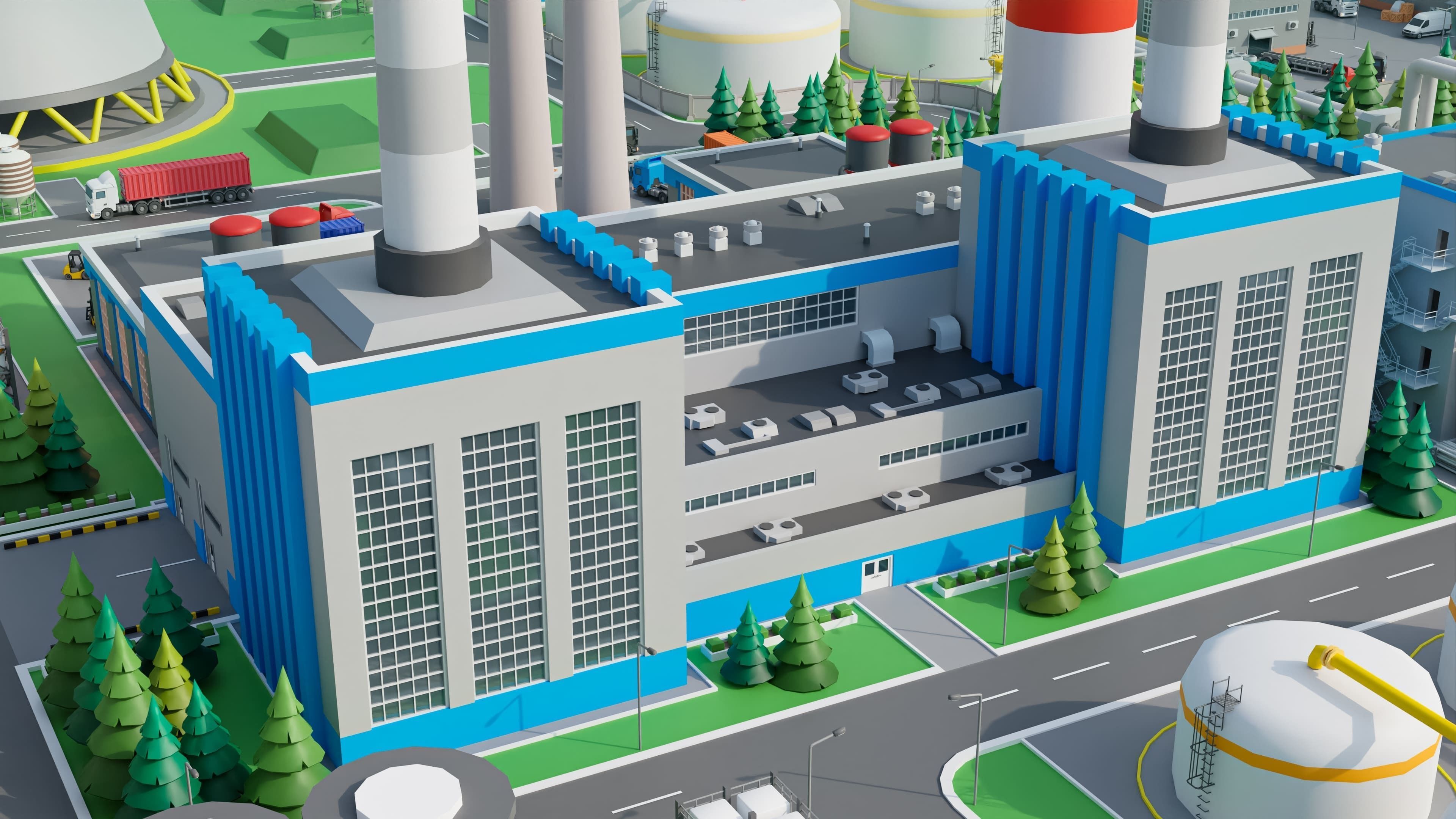 Factory Low-poly 3D model_5