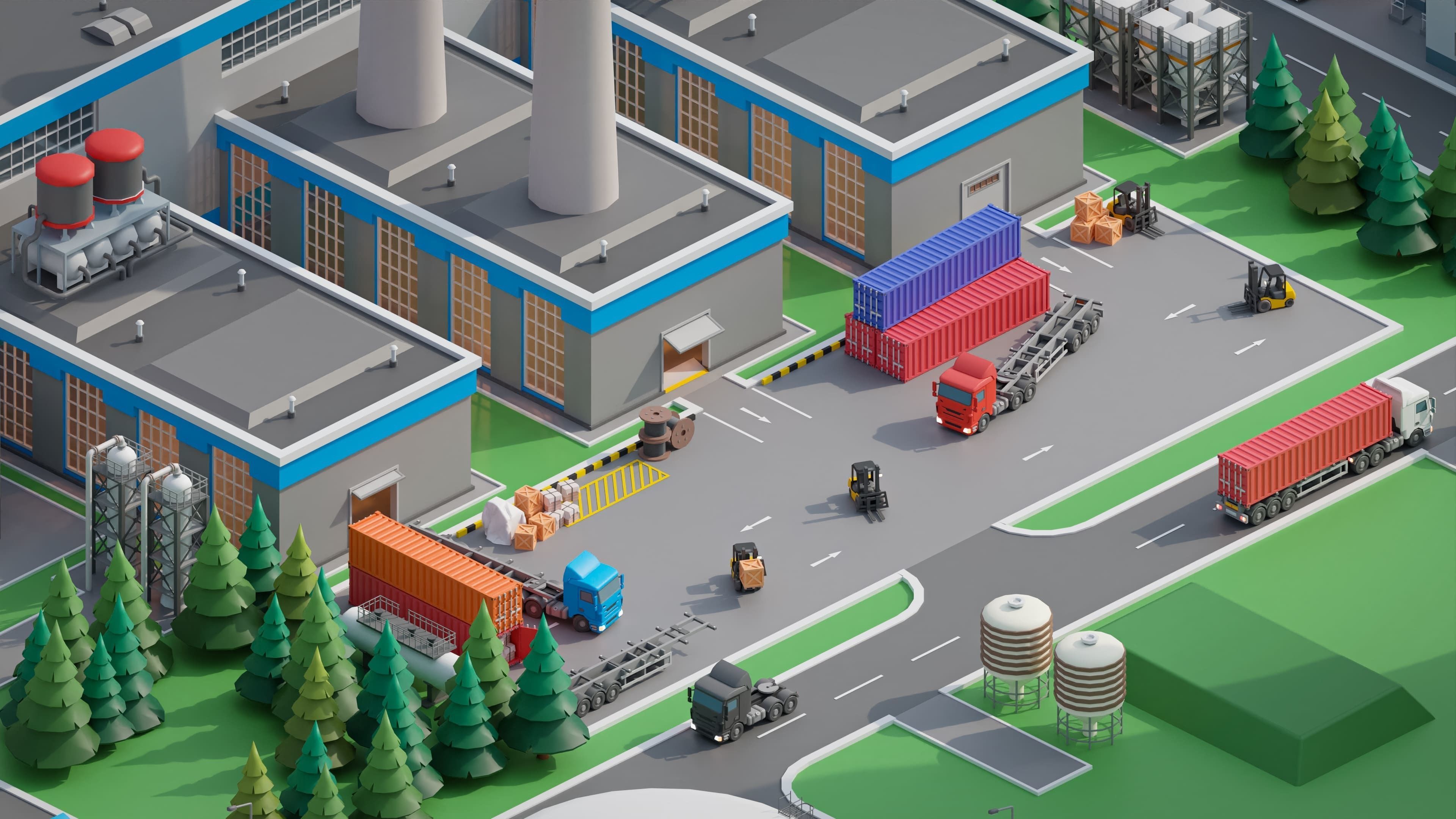 Factory Low-poly 3D model_18