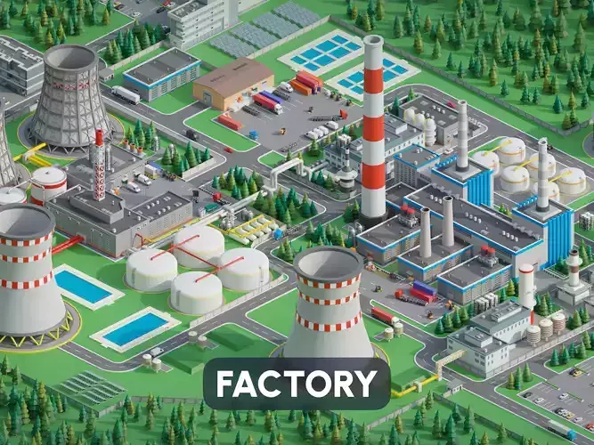 Factory Low-poly 3D model