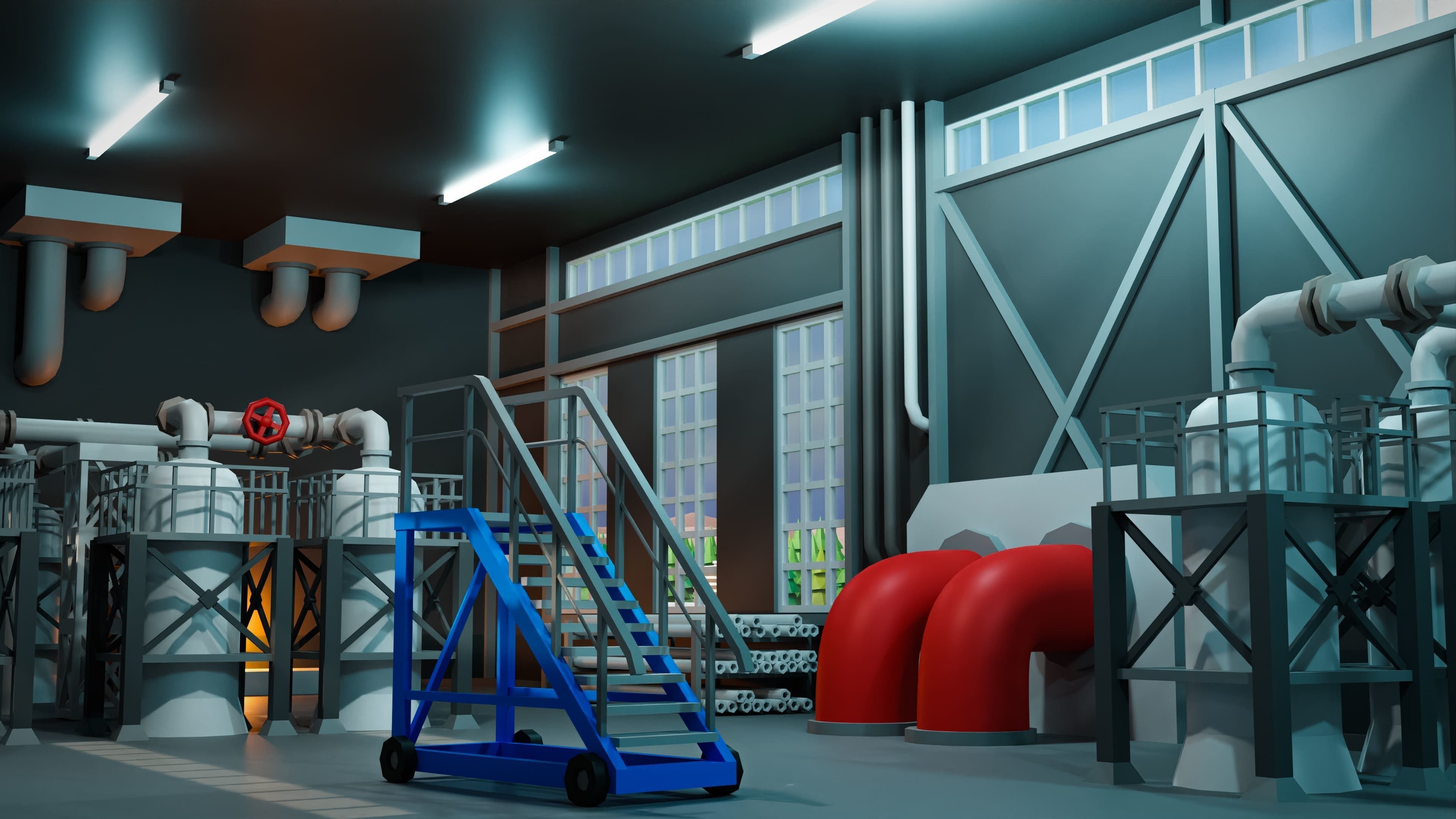 Factory Low-poly 3D model_6